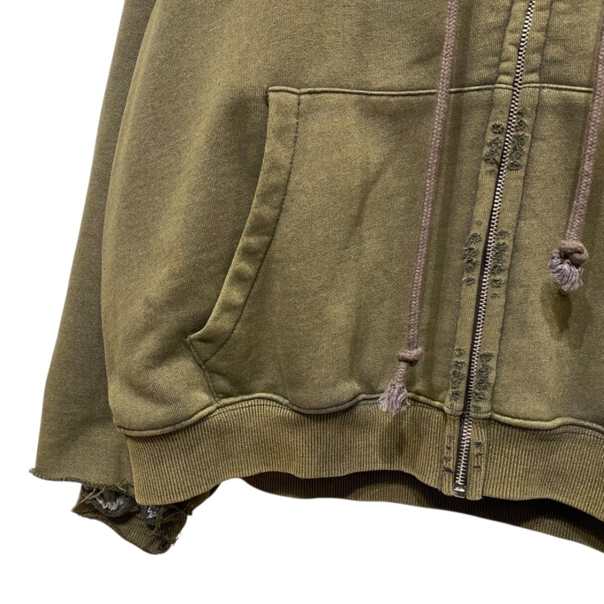 HENCH， thermal lined zip-up hoodieダメージ加工サーマルジップパーカー