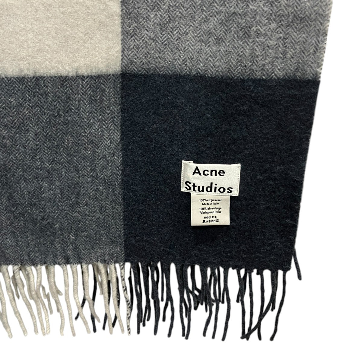 ACNE STUDIOS ウールチェックマフラー 古着・中古-4枚目のアイテム画像