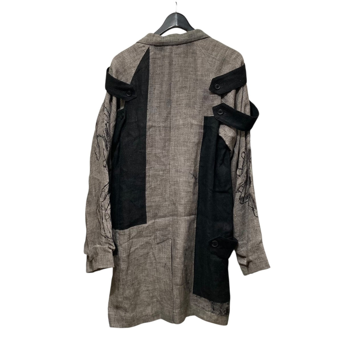 Yohji Yamamoto pour homme 24SSDUAL FABRIC JACKET WITH SHOULDER EPAULETTES切替ロングジャケットHS-J44-802 古着・中古-2枚目のアイテム画像