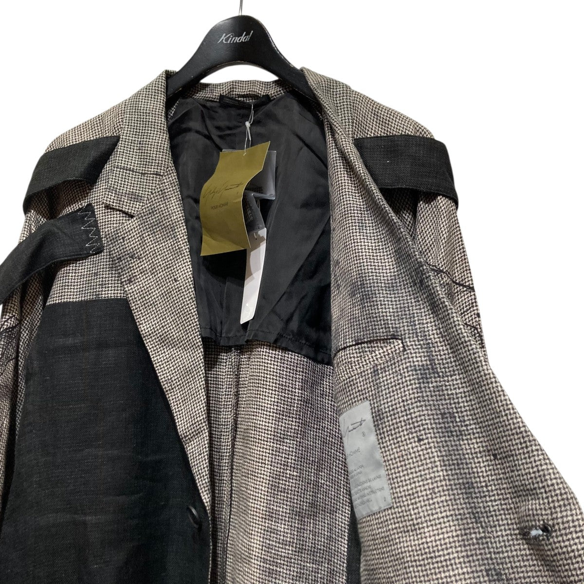 Yohji Yamamoto pour homme 24SSDUAL FABRIC JACKET WITH SHOULDER EPAULETTES切替ロングジャケットHS-J44-802 古着・中古-4枚目のアイテム画像