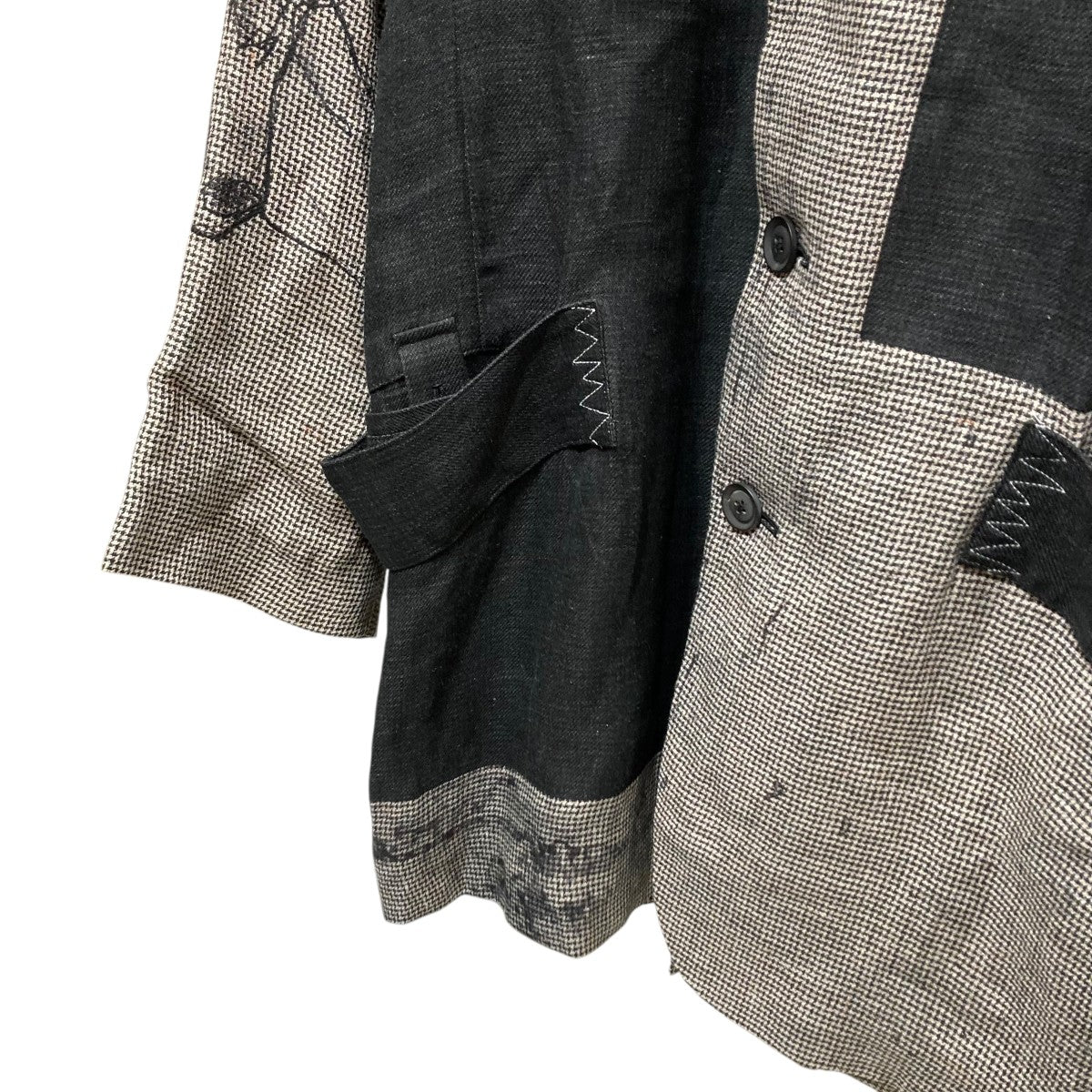 Yohji Yamamoto pour homme 24SSDUAL FABRIC JACKET WITH SHOULDER EPAULETTES切替ロングジャケットHS-J44-802 古着・中古-5枚目のアイテム画像