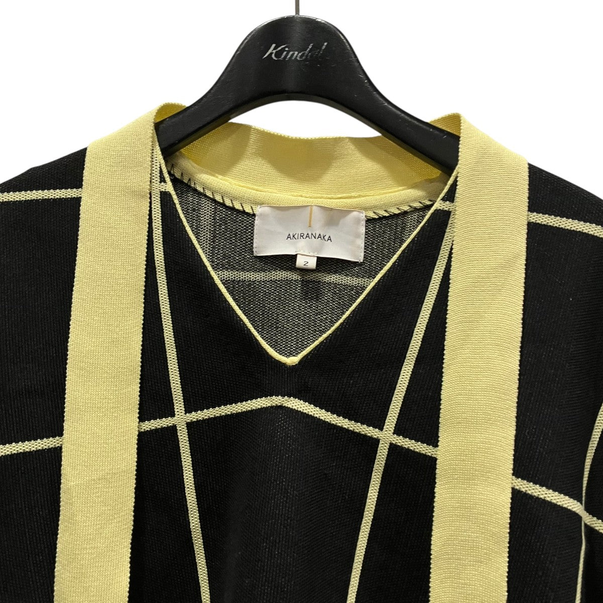 AKIRA NAKA Radka tie collar plaid knit PO BKBEタイカラー半袖ニットAR2353-BKBE 古着・中古-3枚目のアイテム画像