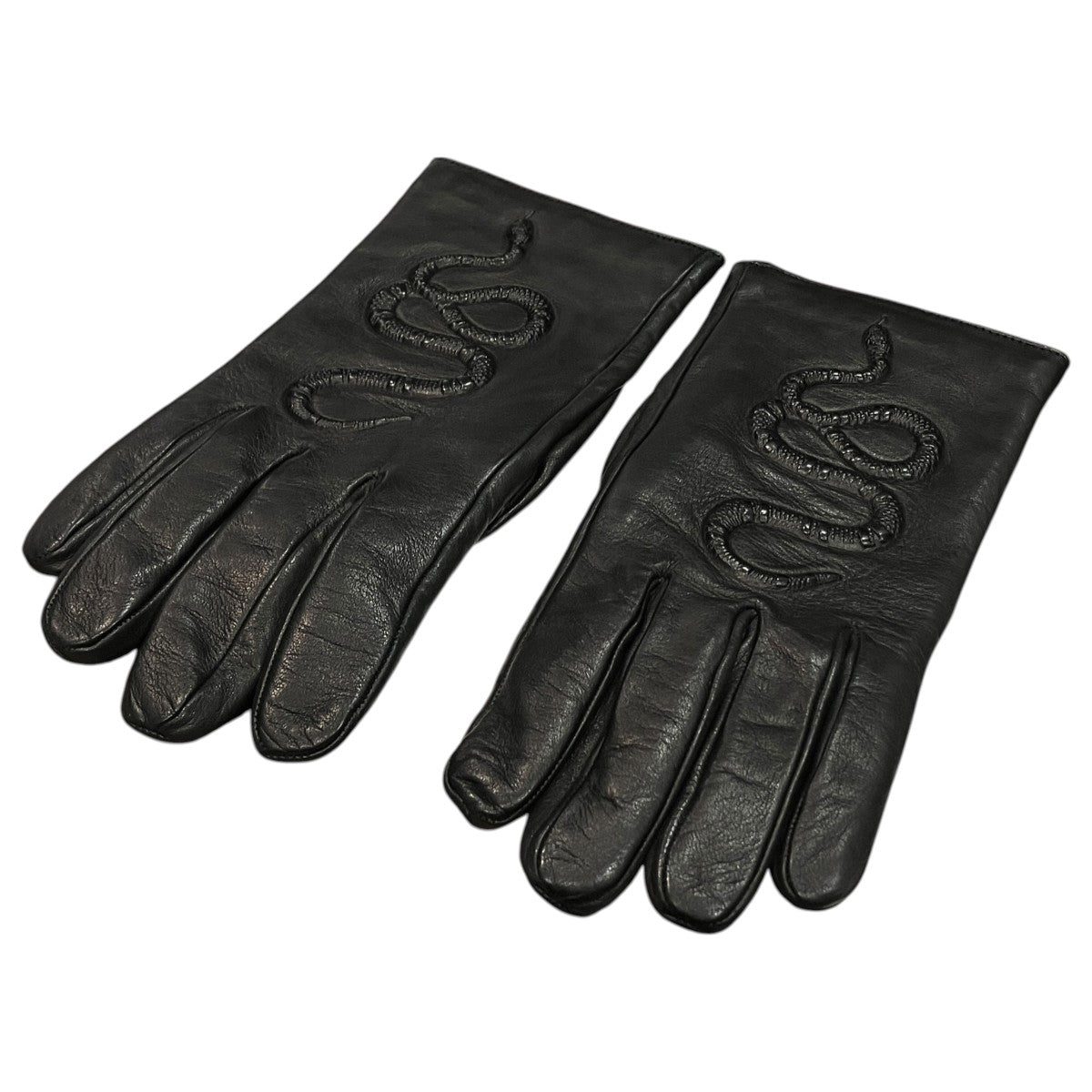 Snake embossed leather glovesレザーグローブ