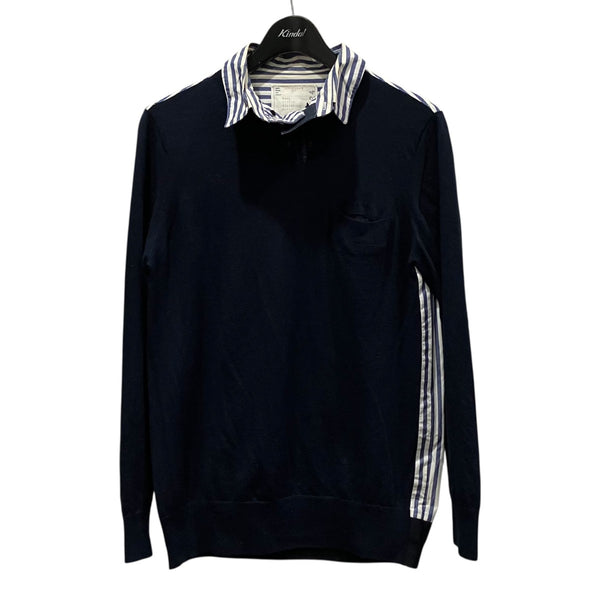 専用 sacai ☆ ニット ドッキング シャツ 【クリーニング済・美品】 sacai(サカイ) シャツドッキングニット17-01424M 17-01424M ネイビー