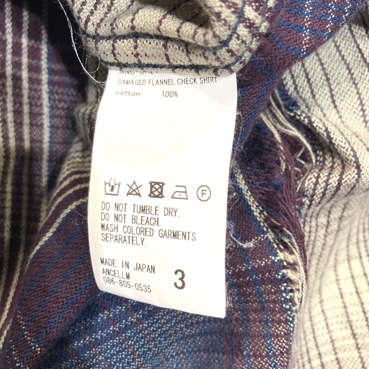 DAMAGED FLANNEL CHECK SHIRTダメージ加工フランネルチェックシャツANC-SH21