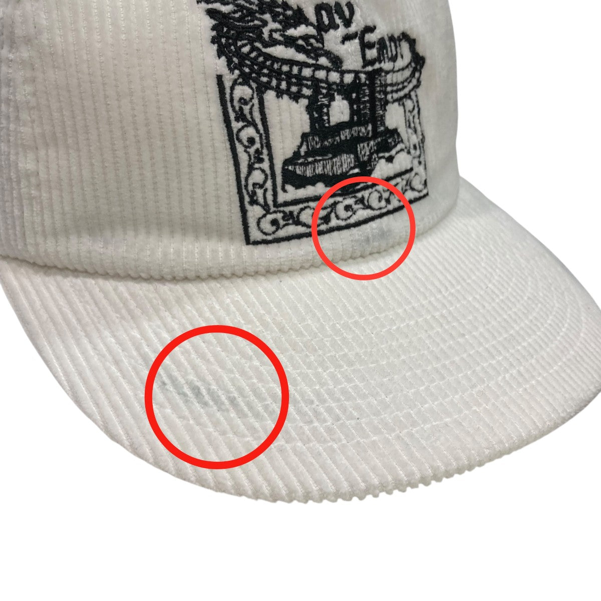 C．E DRAGON CASTLE CAP WHITEコーデュロイキャップCES28G05 古着・中古-8枚目のアイテム画像