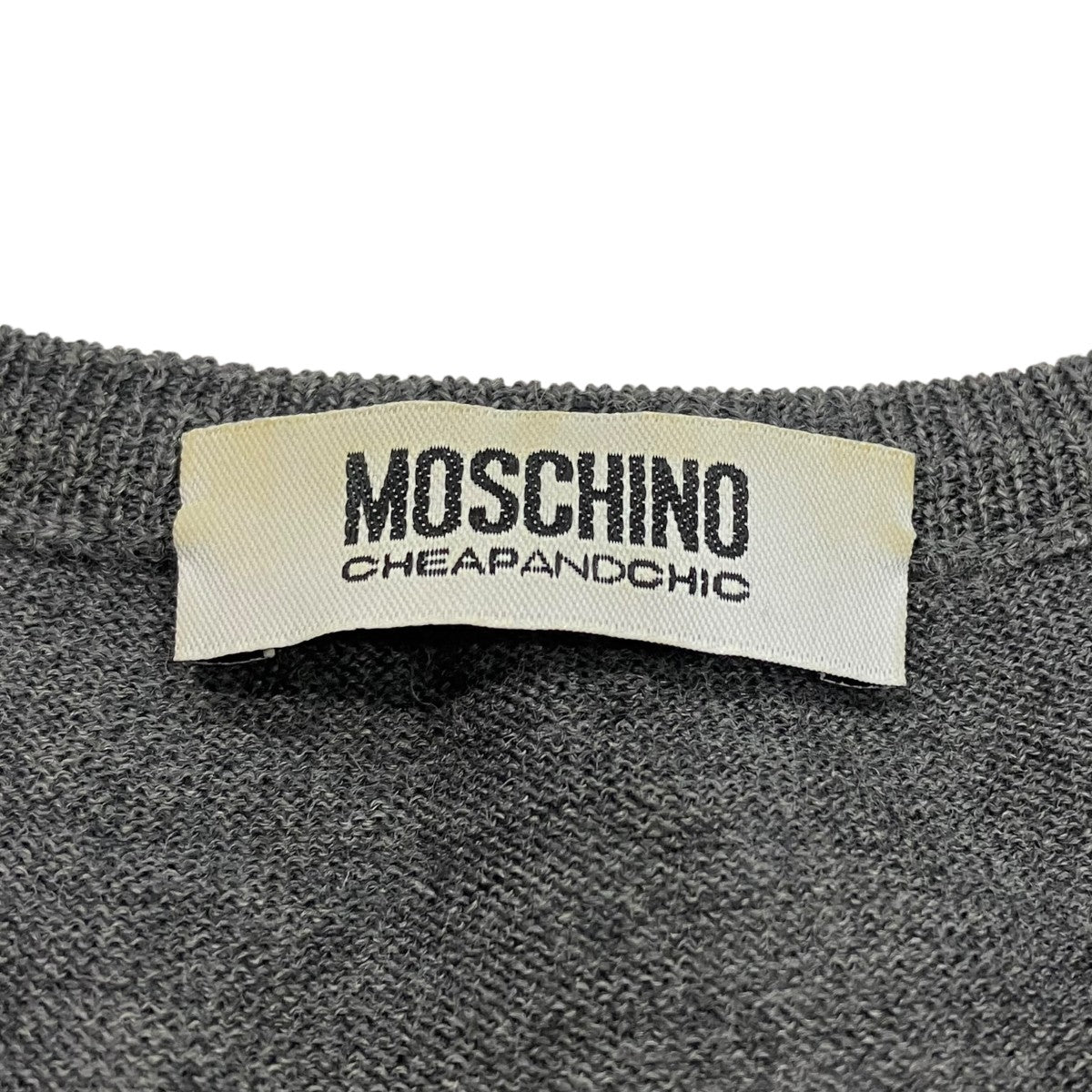 MOSCHINO フラワーブローチ付き半袖ニット 古着・中古-4枚目のアイテム画像