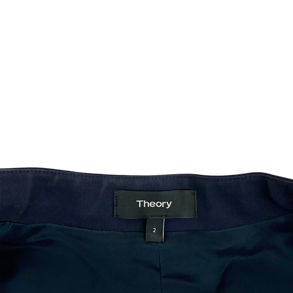 【極美品】Theory セオリー ノーカラージャケット ネイビー サイズ0 定番 Theory - ノーカラージャケット(ネイビー)トリアセテート / 総裏あり