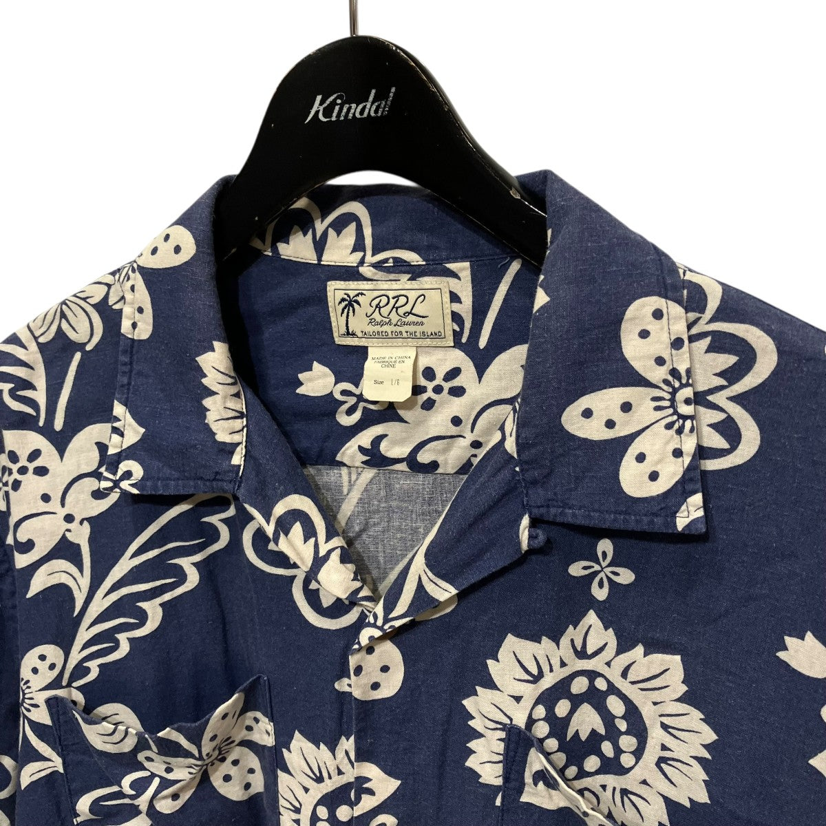 RRL ラルフローレン レディース 前結び アロハシャツ 風景柄 ネイビー RRL(ダブルアールエル) アロハシャツ782784876001 782784876001