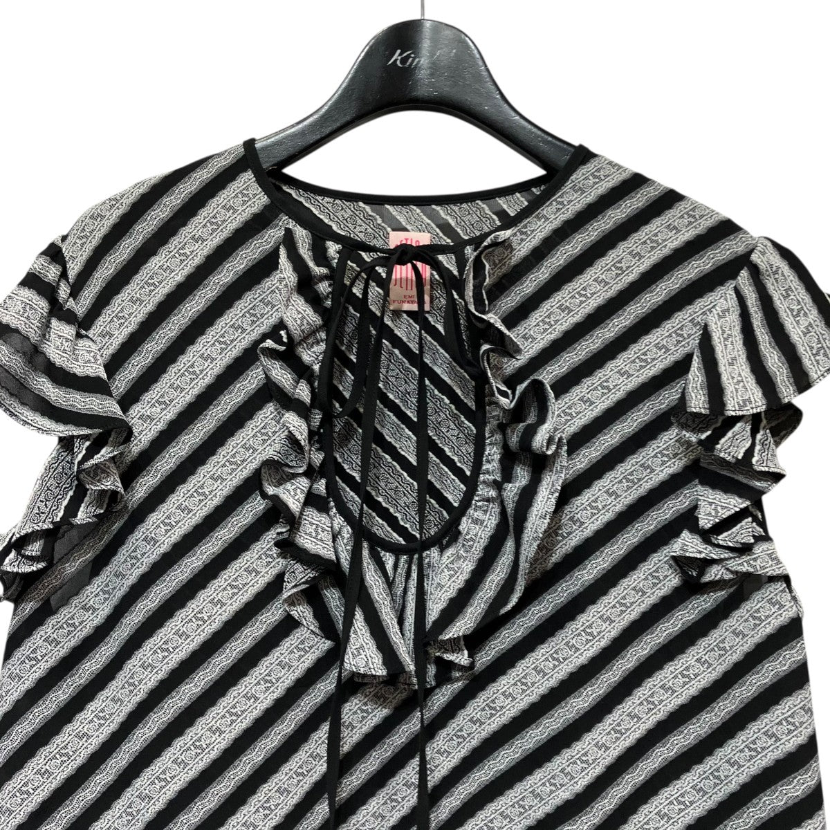 FETICO LACE JAQUARD STRIPE TOPレースジャガードストライプノースリーブカットソーFTC254-0104A 古着・中古-3枚目のアイテム画像