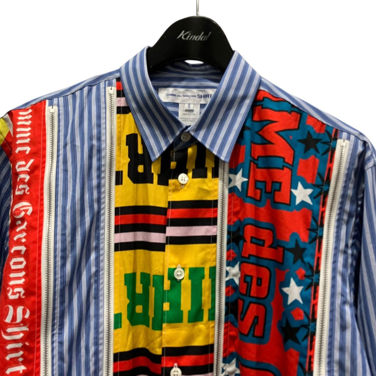 COMME des GARCONS SHIRT yarn dyed cotton stripe x cotton poplin print4連ジップシャツFP-B012 古着・中古-3枚目のアイテム画像