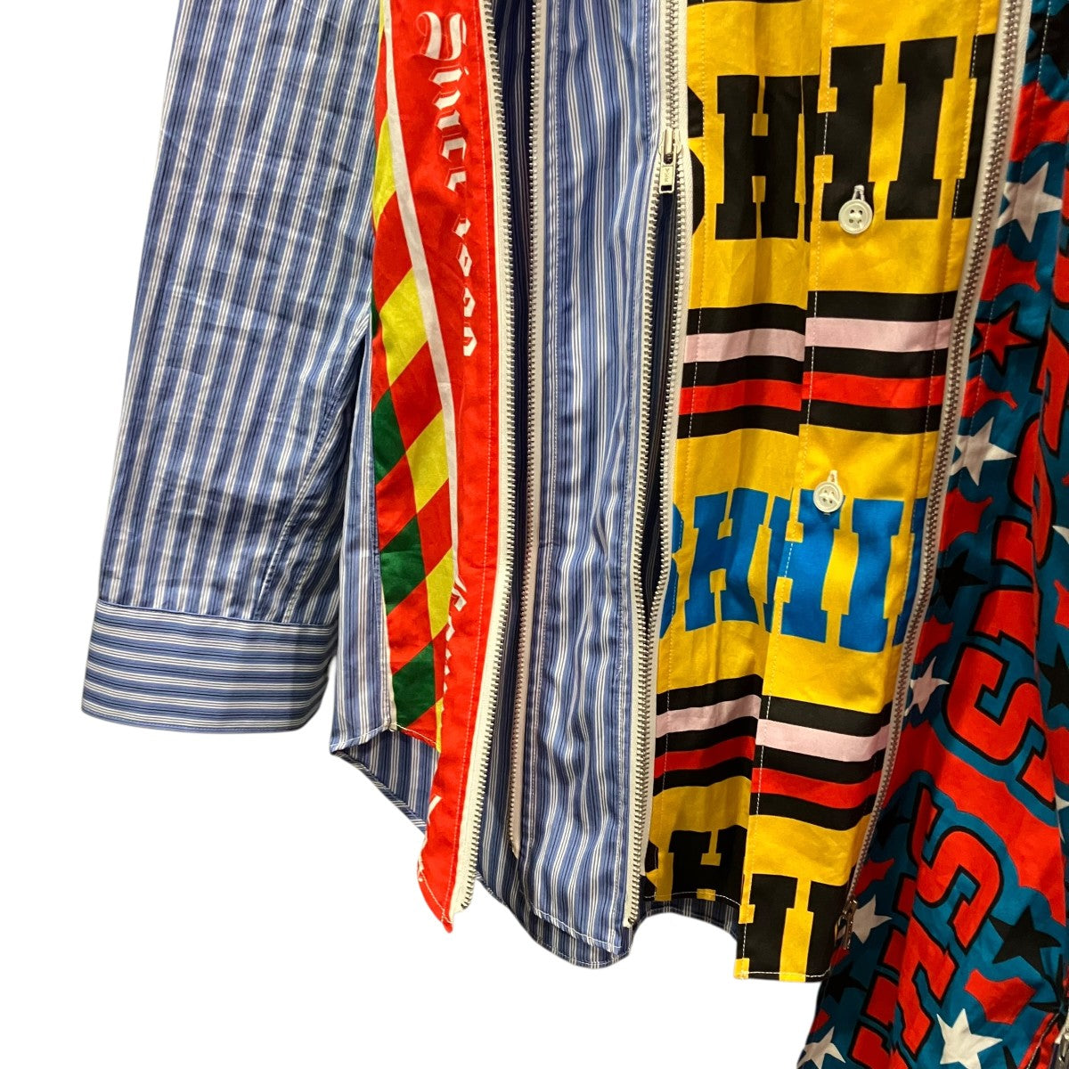 COMME des GARCONS SHIRT yarn dyed cotton stripe x cotton poplin print4連ジップシャツFP-B012 古着・中古-5枚目のアイテム画像