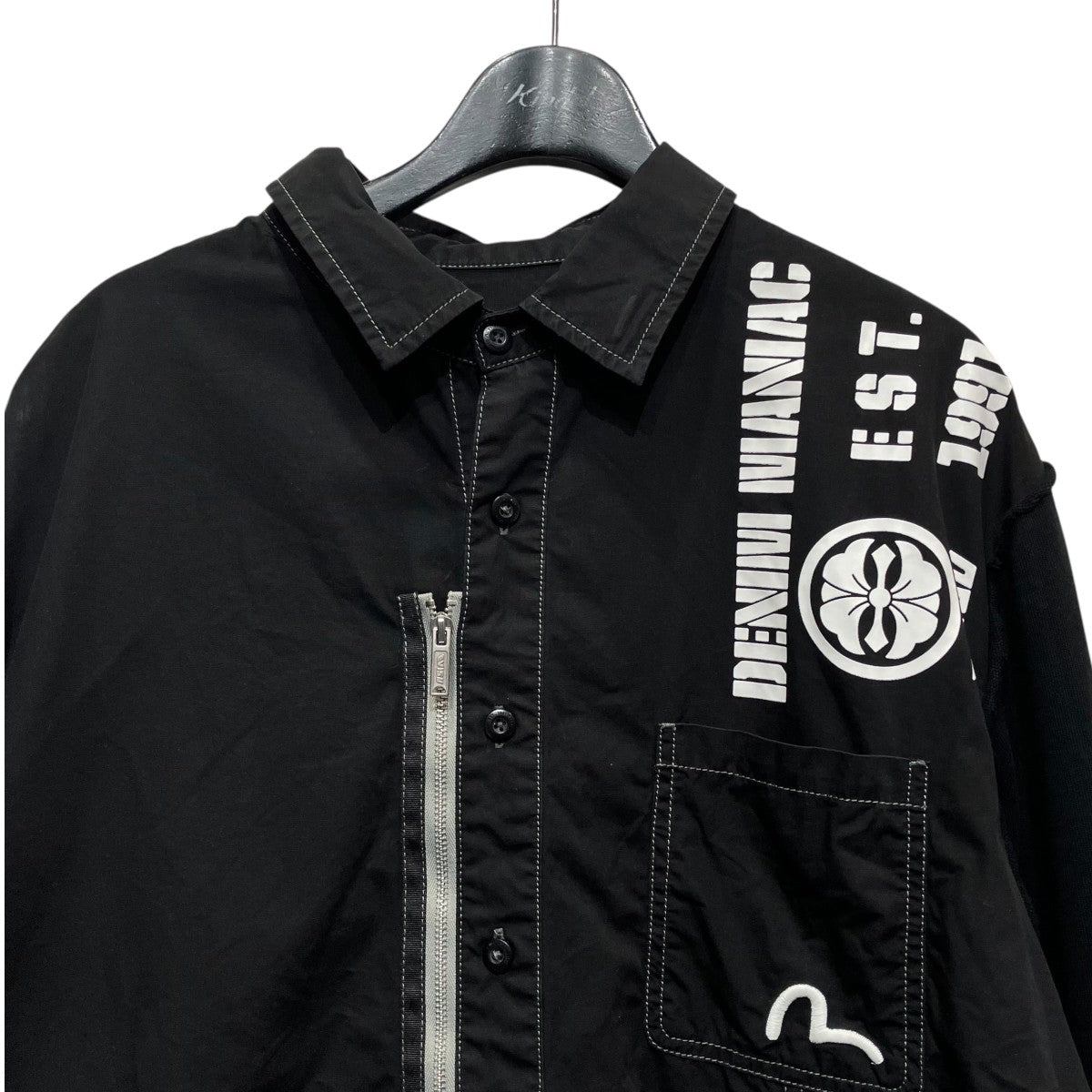 EVISU 対照的なステッチとマルチプリントのリラックスフィットシャツ切替シャツ2ESHTM4SL8017RXCT 古着・中古-3枚目のアイテム画像