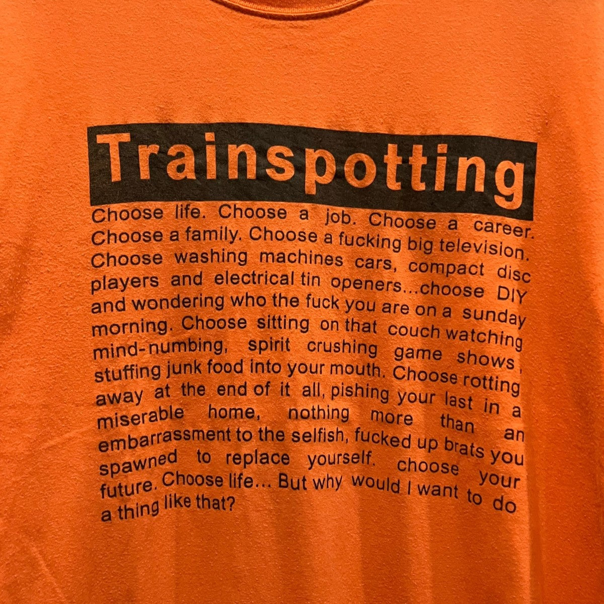 90'sトレインスポッティングプリントTシャツ
