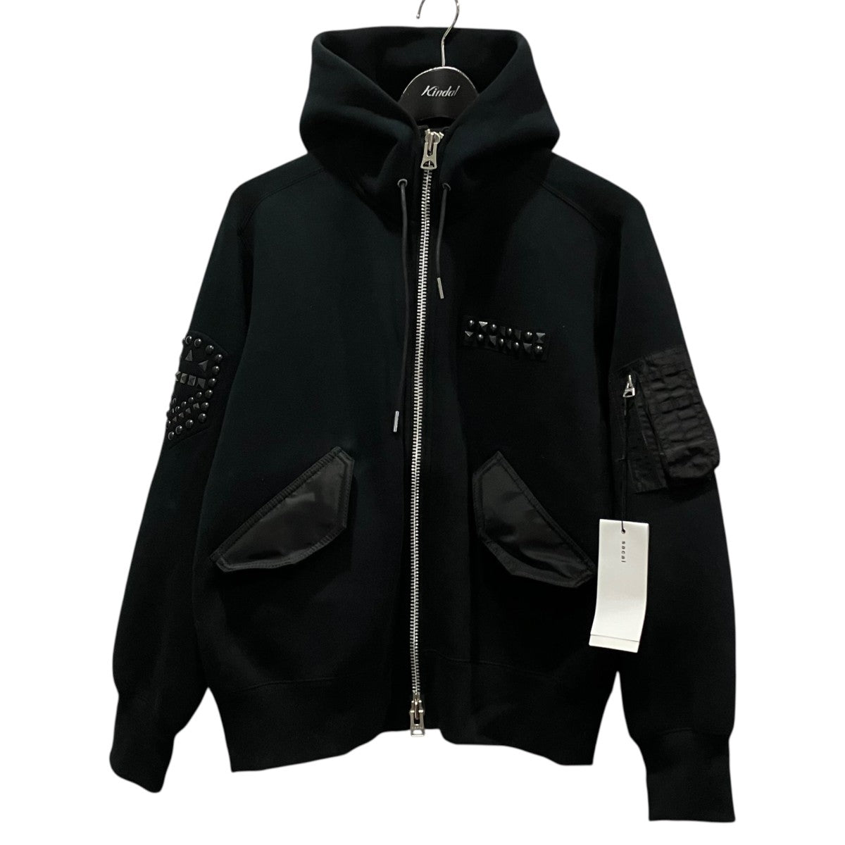 sacai Studded Sponge Sweat Hoodieジップパーカー25-01132S 古着・中古-1枚目のアイテム画像
