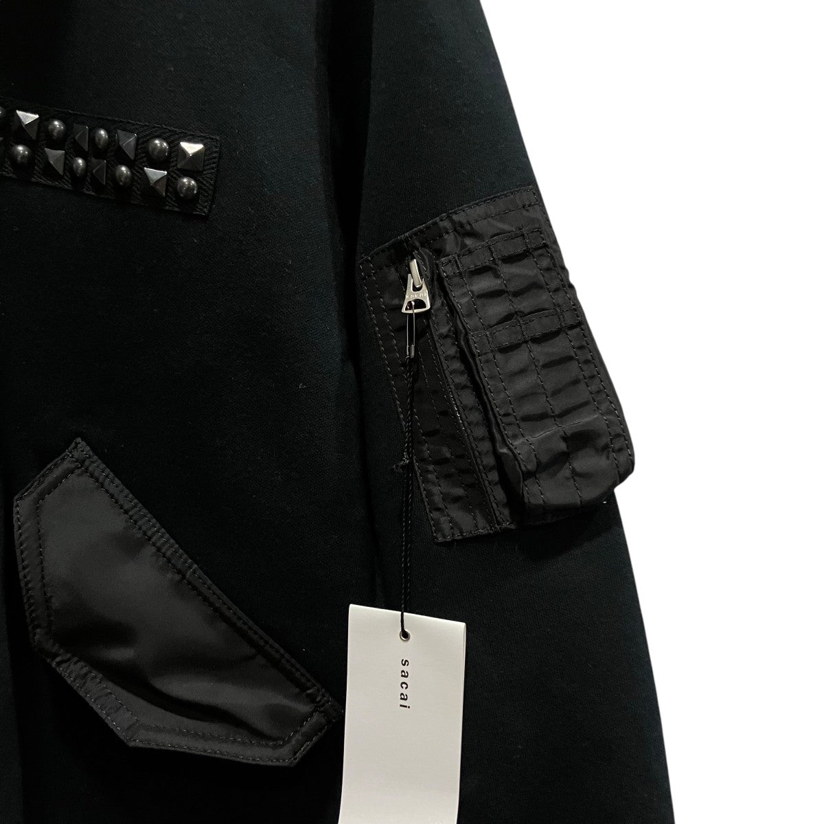 sacai Studded Sponge Sweat Hoodieジップパーカー25-01132S 古着・中古-5枚目のアイテム画像