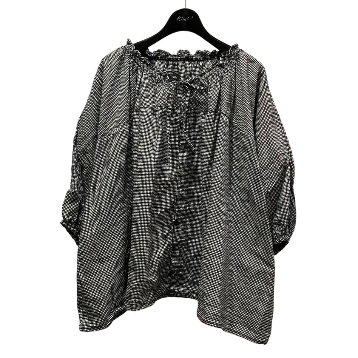 nest Robe ギンガムVネックフリルブラウス01242-1527 古着・中古-1枚目のアイテム画像