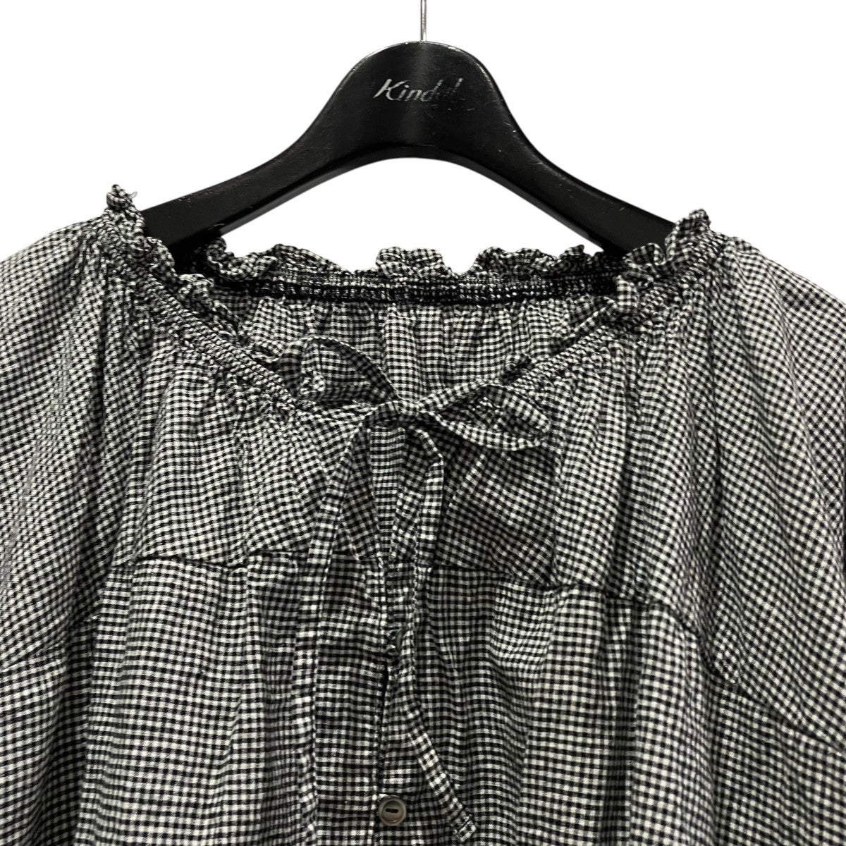 nest Robe ギンガムVネックフリルブラウス01242-1527 古着・中古-3枚目のアイテム画像