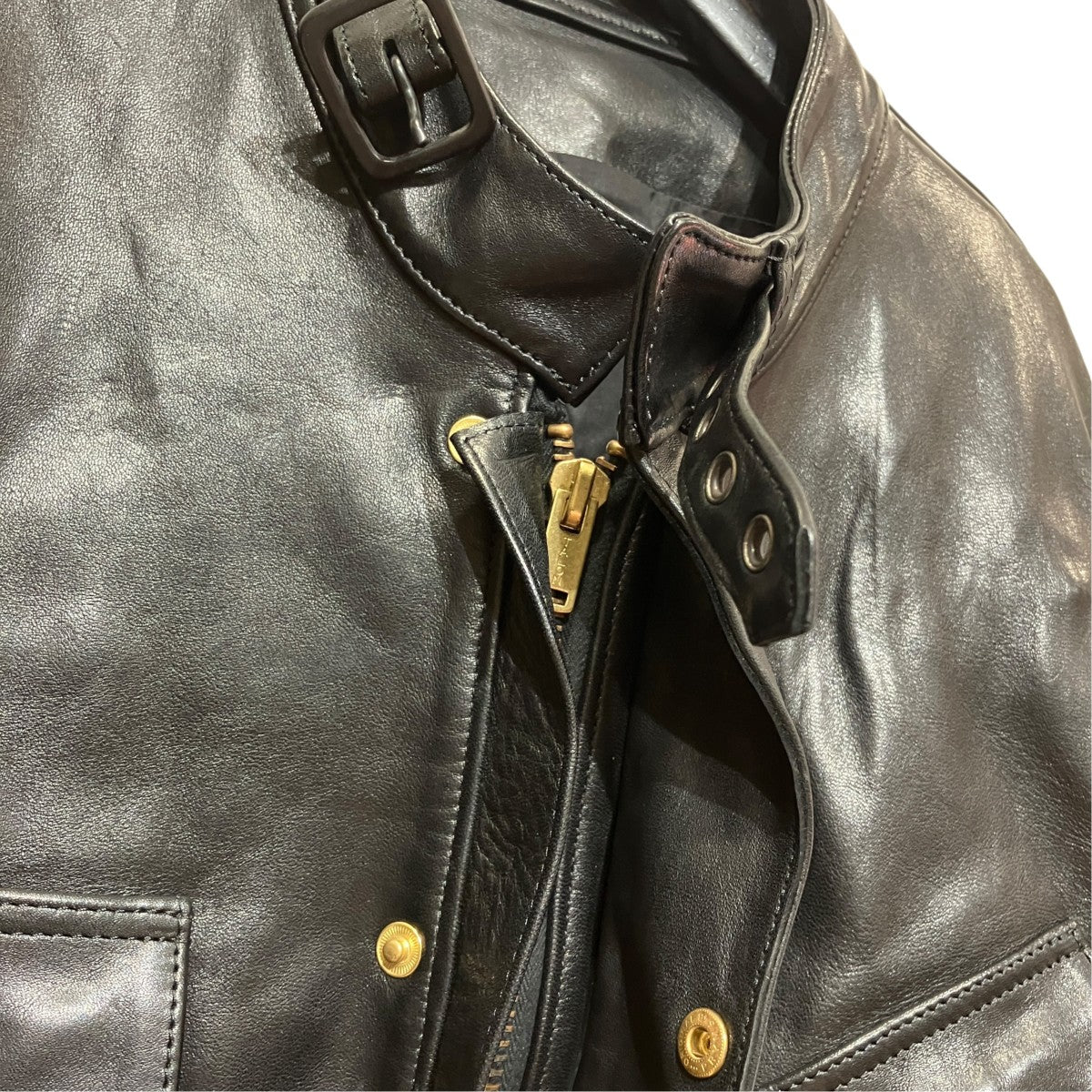 HORSE LEATHER COAT VINTAGE Wレザーコート