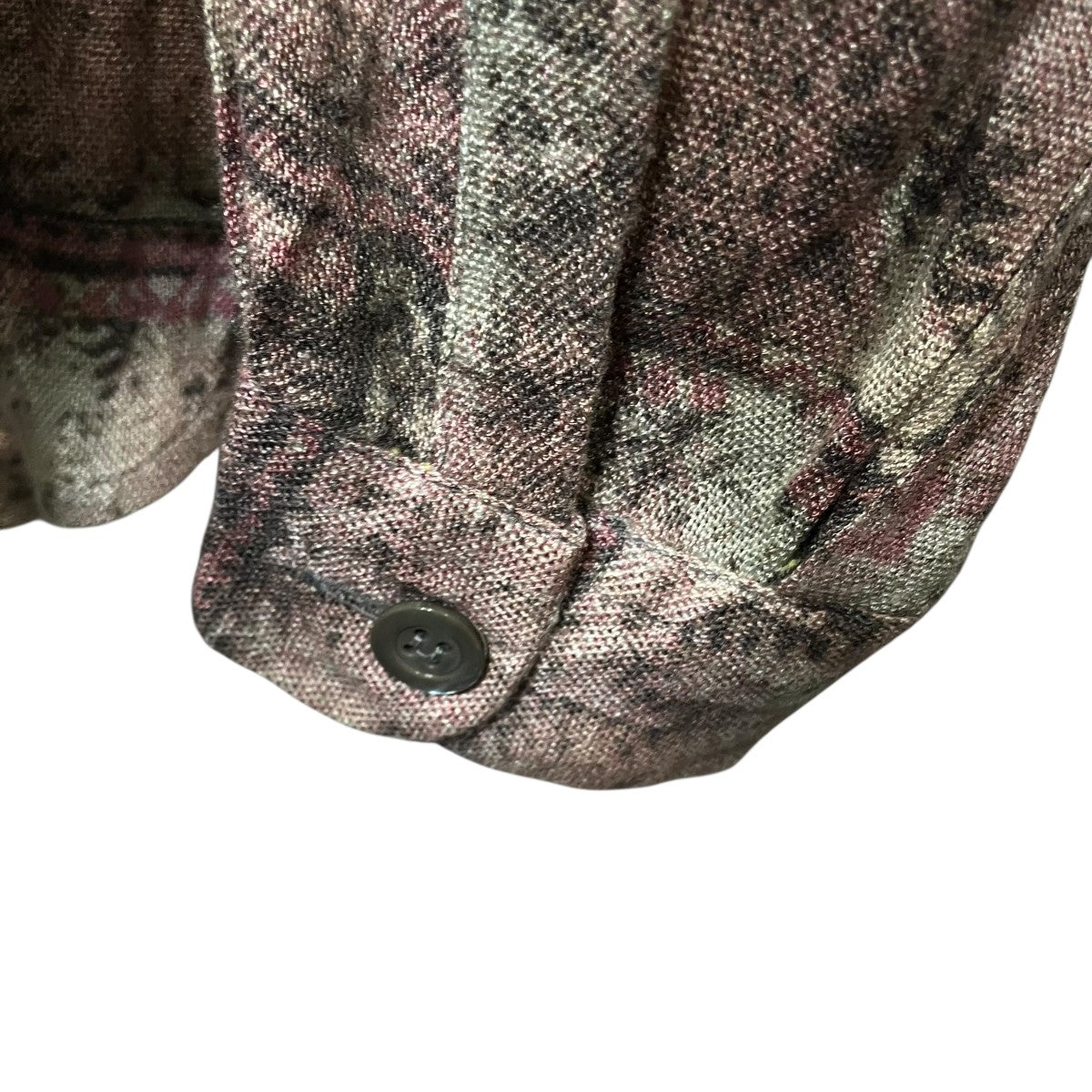 総柄ノーカラーシャツ