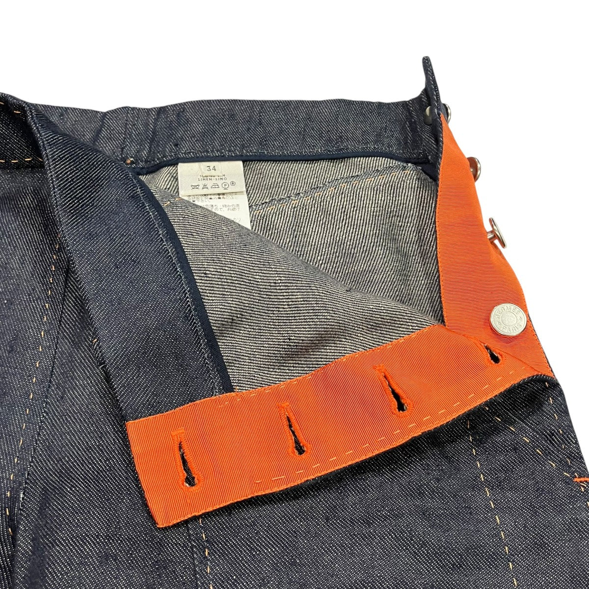 HERMES セリエボタンリネンデニムパンツ 古着・中古-3枚目のアイテム画像