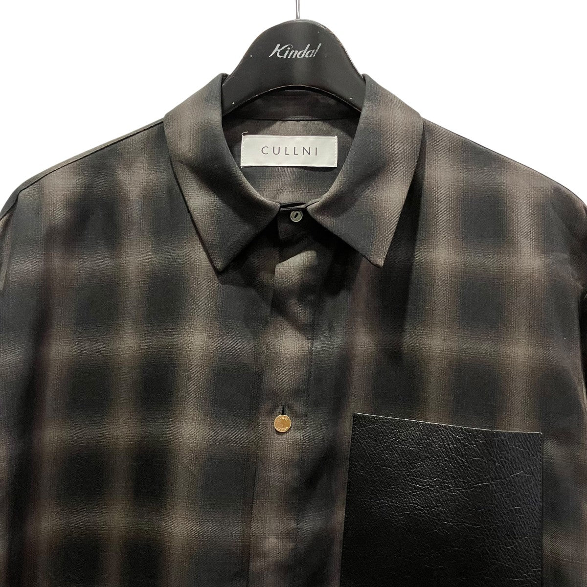 CULLNI Leather Pocket Check L S ShirtsレザーポケットシャツCU-042CK-ST 古着・中古-3枚目のアイテム画像