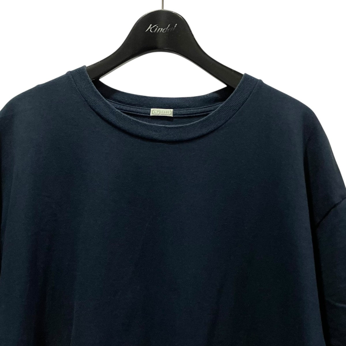 A.PRESSE アプレッセ　ネイビー コットンカシミアTシャツ A.PRESSE Cotton Knit L/S T-Shirt [NAVY] - Fresh Service NECESSARY トップス