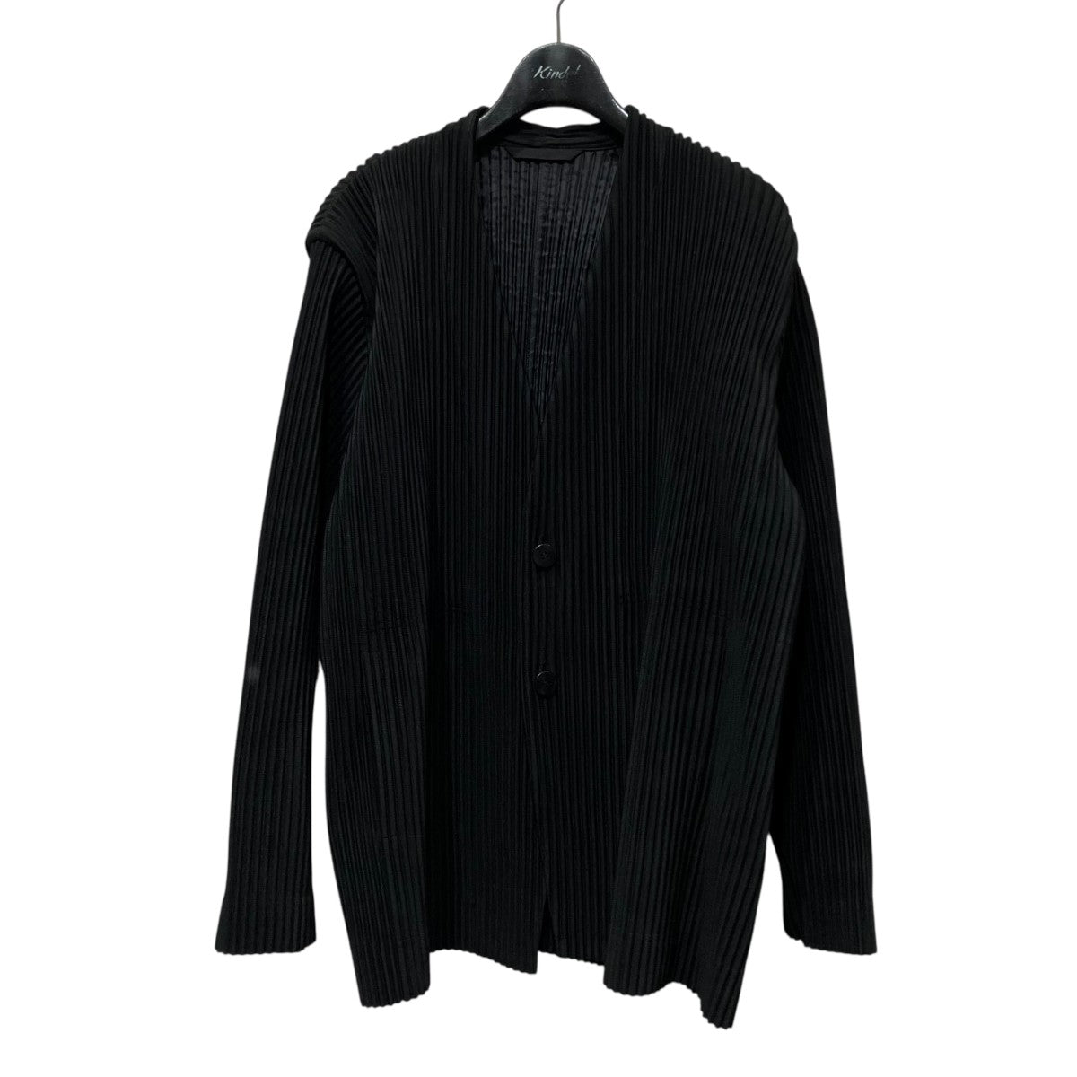 HOMME PLISSE ISSEY MIYAKE プリーツノーカラージャケットHP53JD155 古着・中古-1枚目のアイテム画像