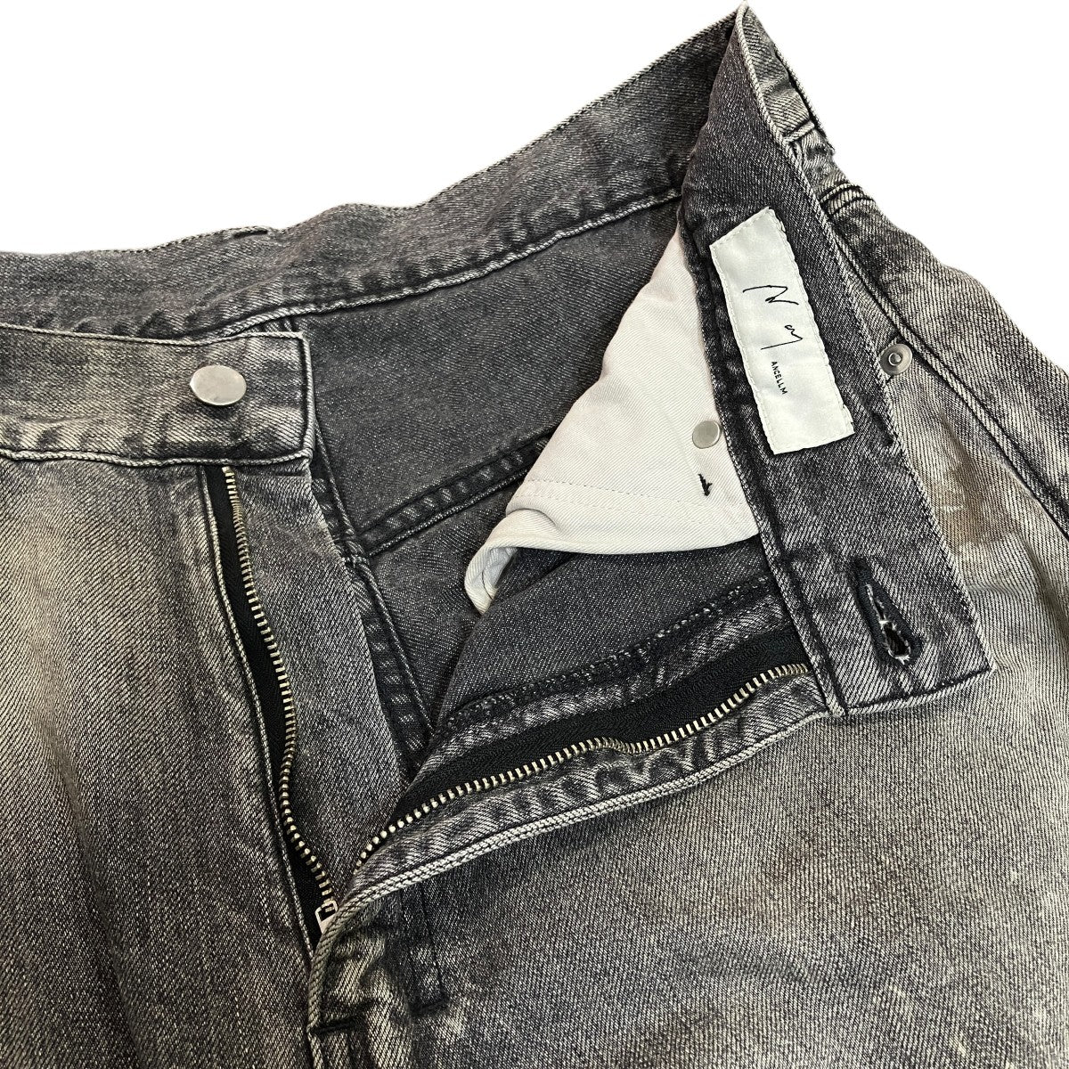 AGING BLACK DENIM STRAIGHT 5P PANTSダメージデニムパンツANC-PT35-C