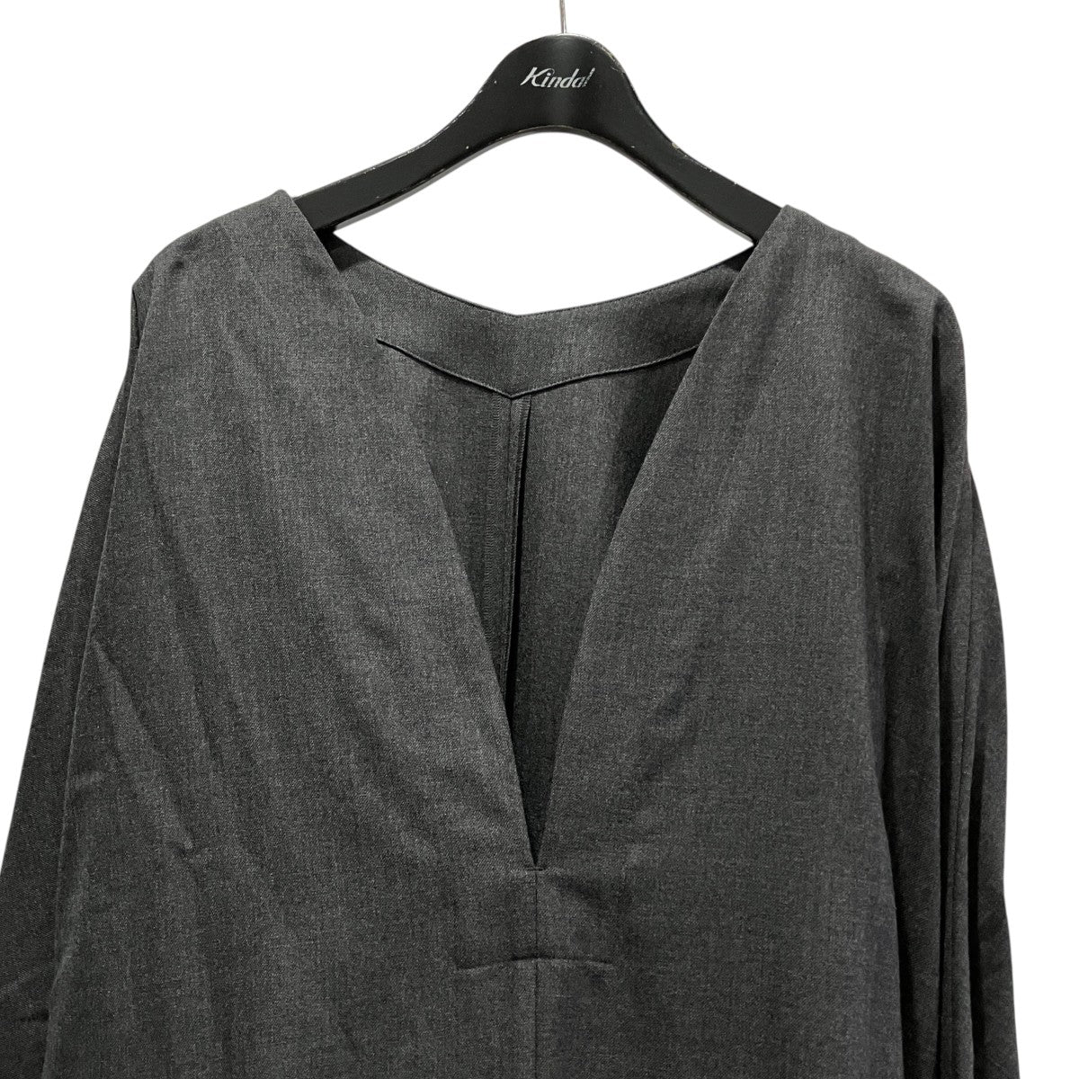 WOOL SAXONY OPENED BACK DRESSVネックワンピースA2043FA 219