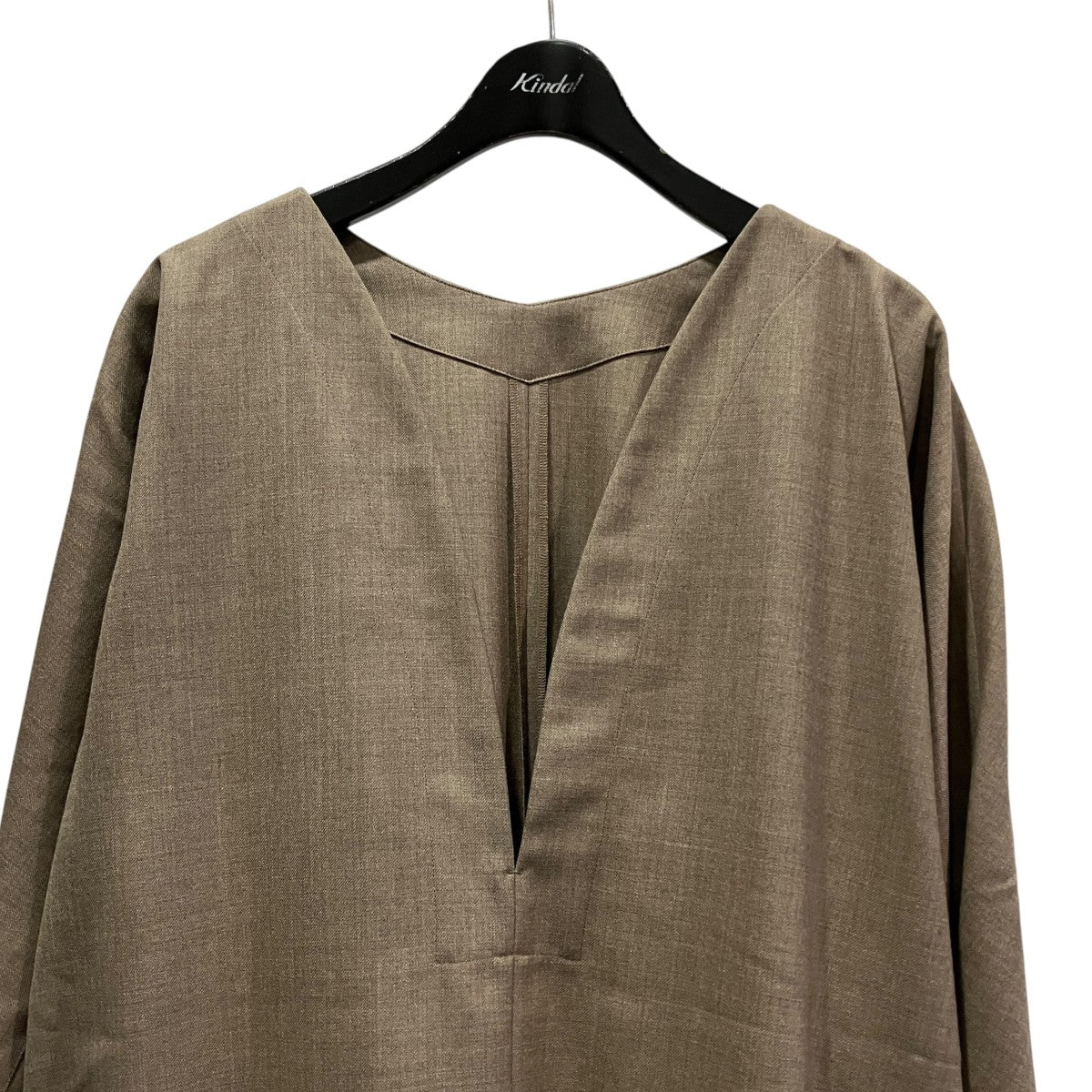 WOOL SAXONY OPENED BACK DRESSVネックワンピースA2043FA 219