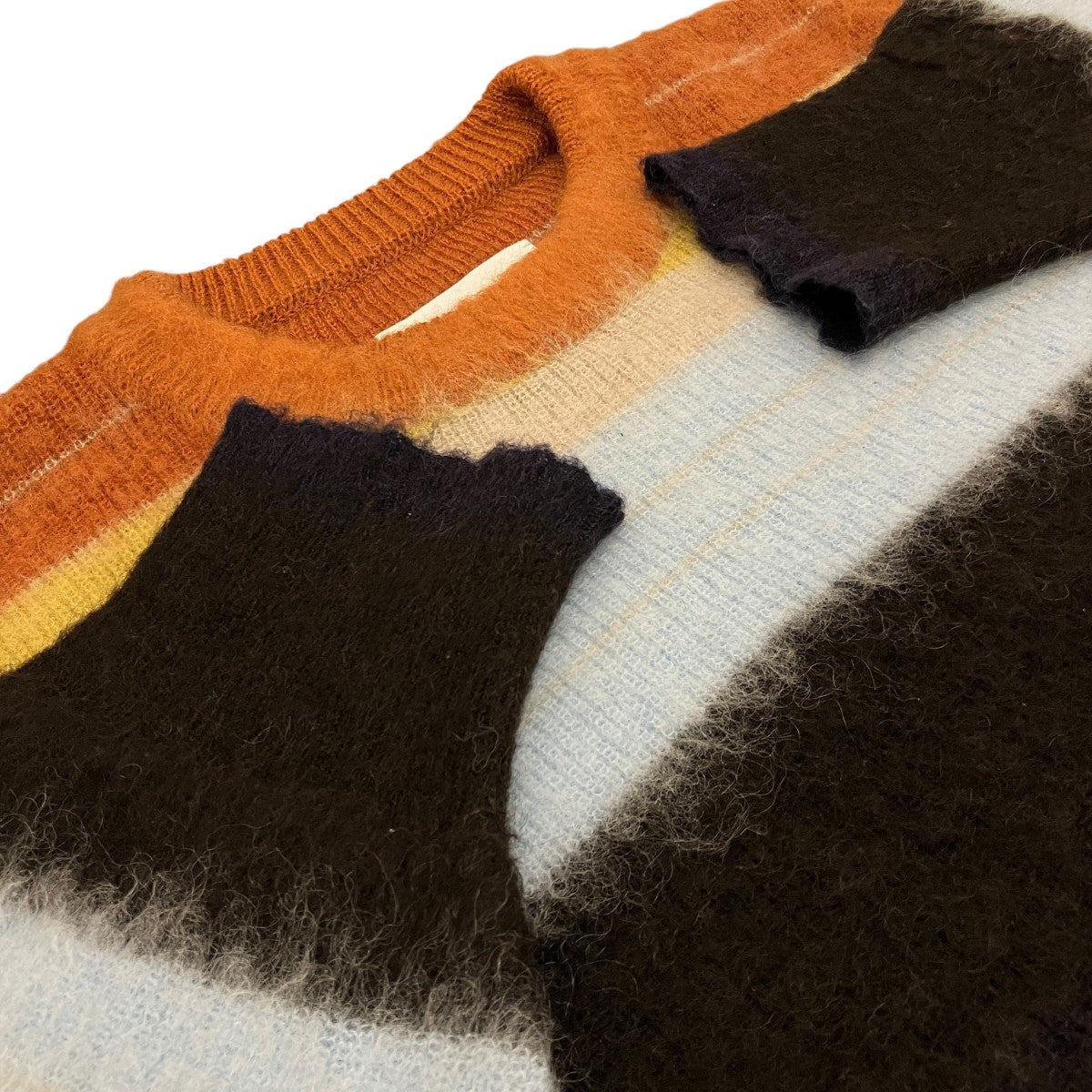 【COLOR COMBINATION MOHAIR LS #MULTI STRIPES】モヘア混ボーダーニットST.533-2