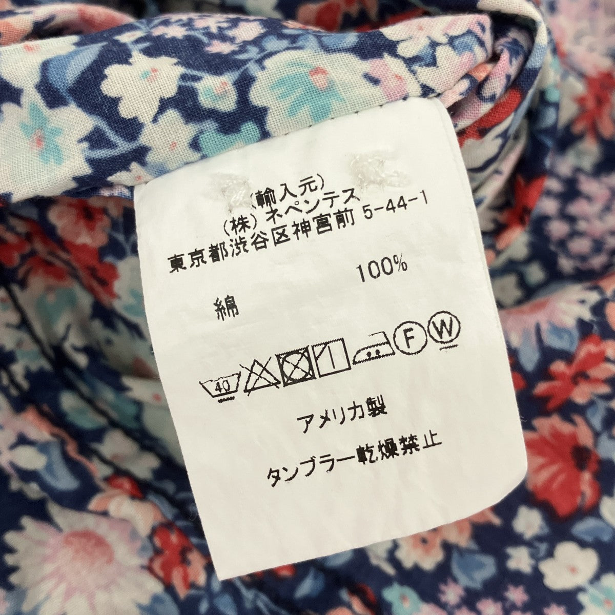 花柄半袖ボタンダウンシャツ