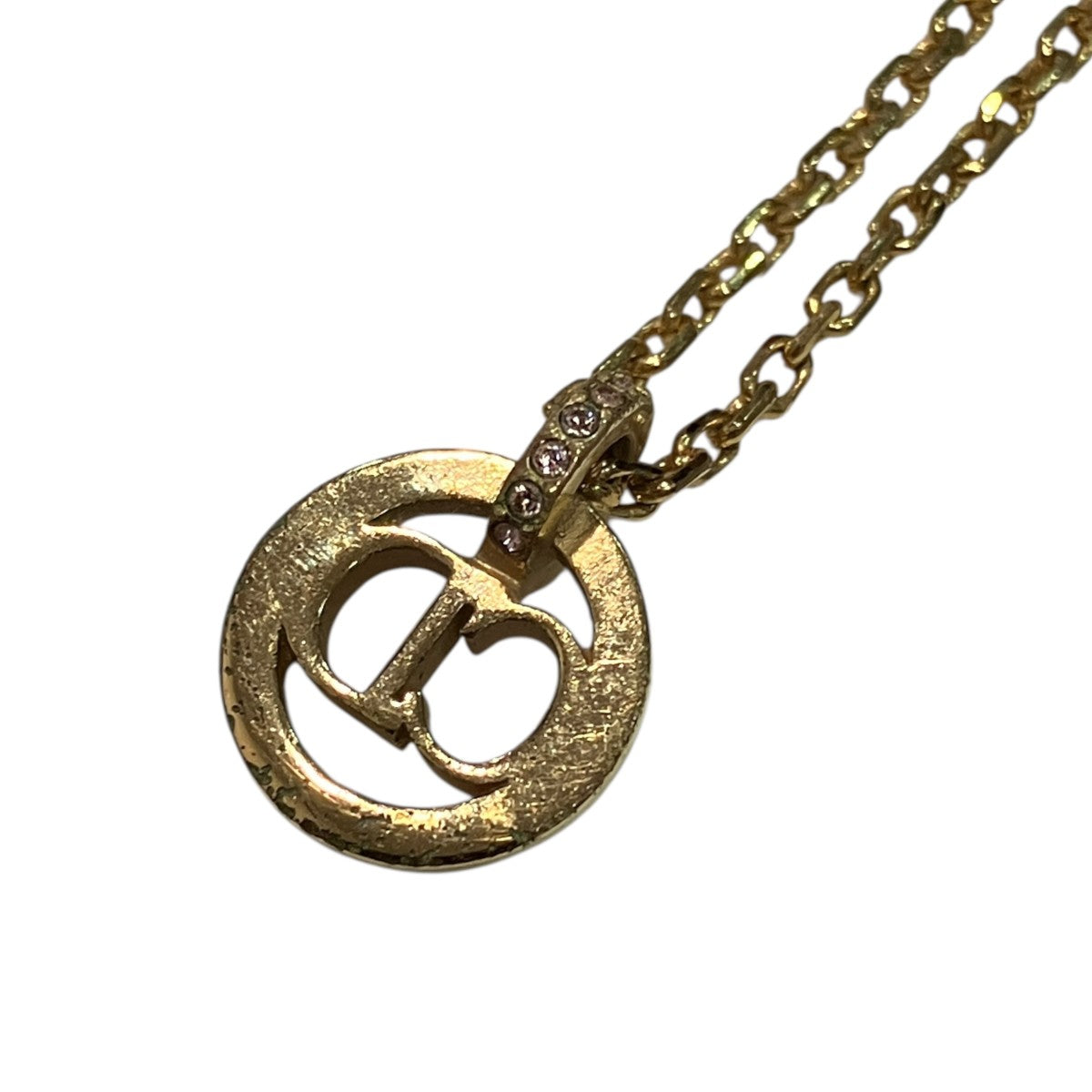 Christian Dior(クリスチャンディオール) ラインストーンCDネックレス