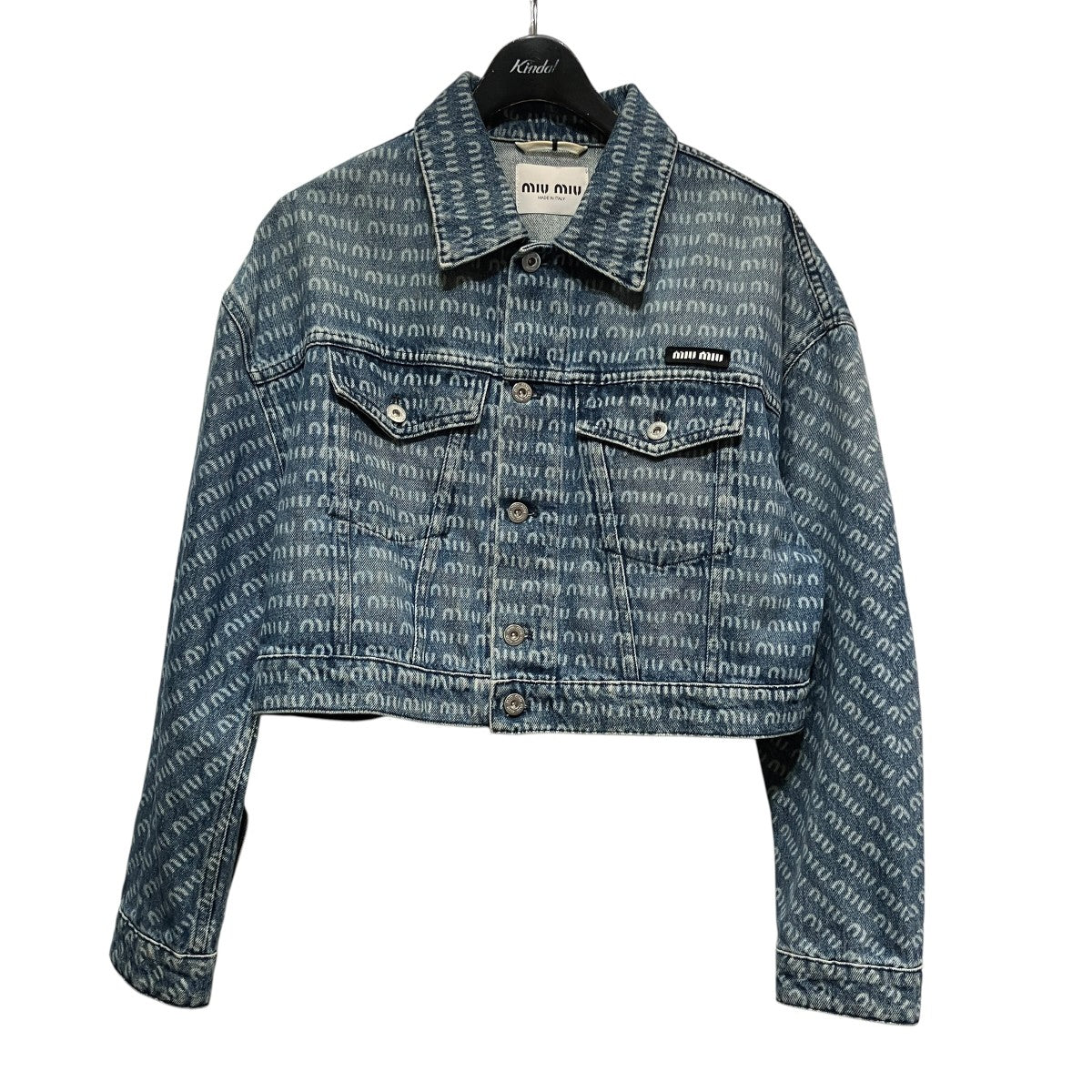 MIU MIU Logo-Print Denim JAcketロゴプリント クロップドデニムブルゾンGWB137 S231 古着・中古-1枚目のアイテム画像