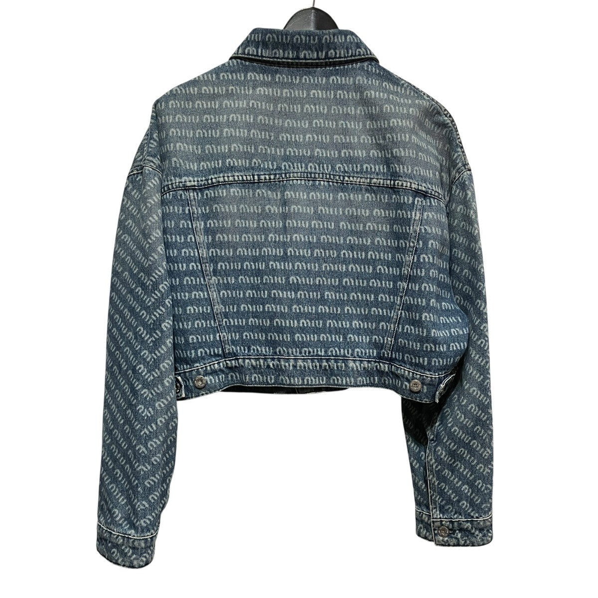 MIU MIU Logo-Print Denim JAcketロゴプリント クロップドデニムブルゾンGWB137 S231 古着・中古-2枚目のアイテム画像