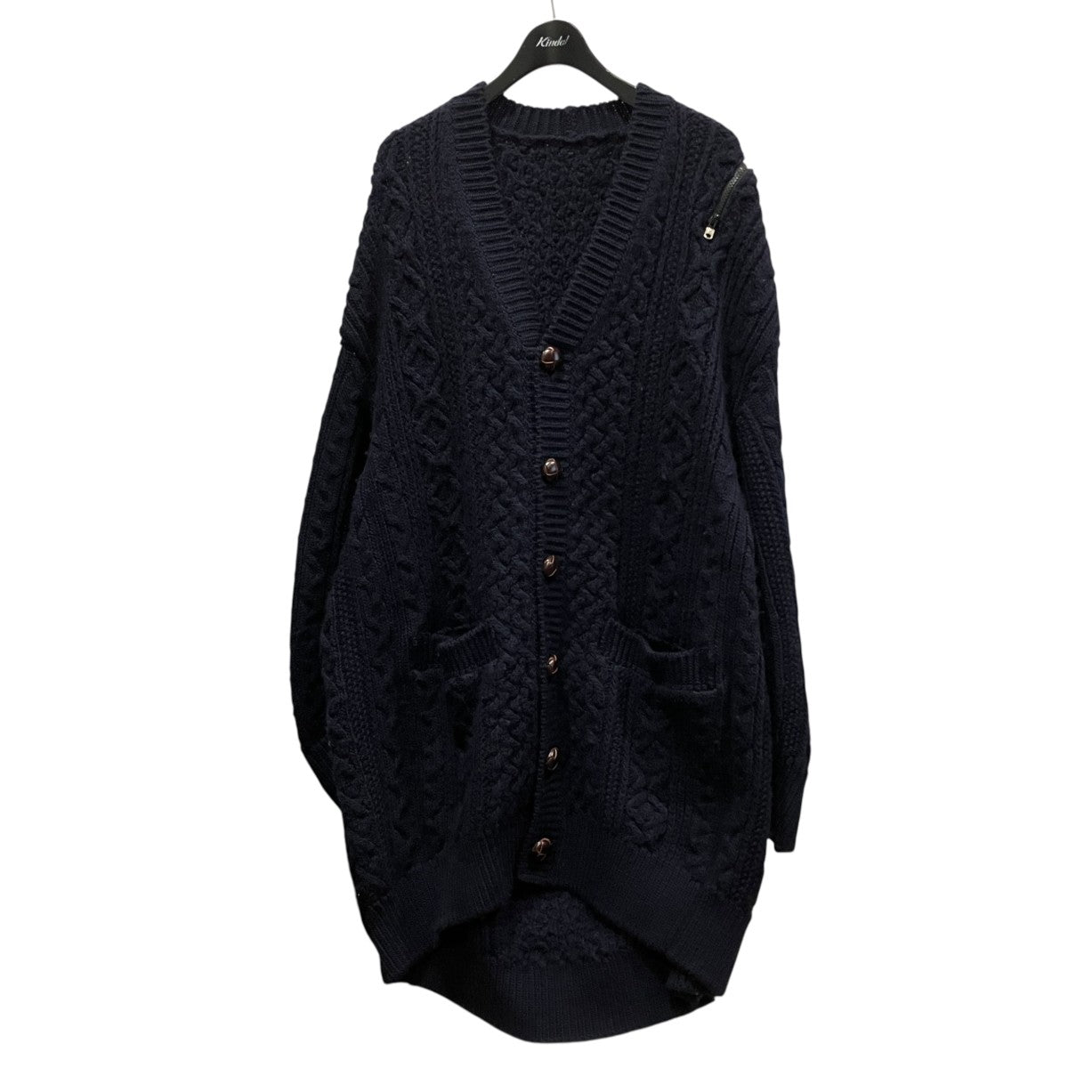 double zip balloon shaped aran pattern cardiganダブルジップ バルーンシェイプドアランパターンカーディガンsk.0001AW22