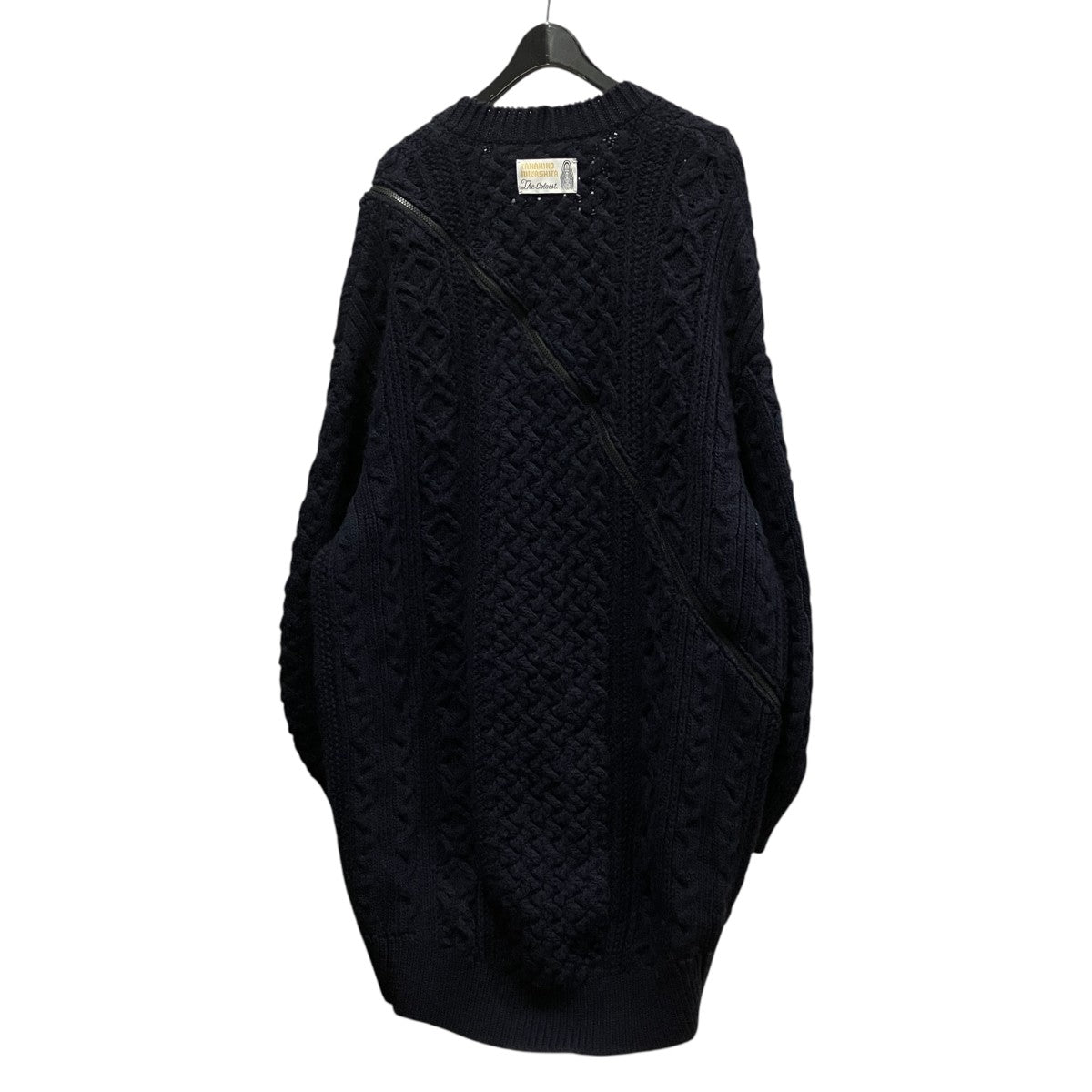 double zip balloon shaped aran pattern cardiganダブルジップ バルーンシェイプドアランパターンカーディガンsk.0001AW22
