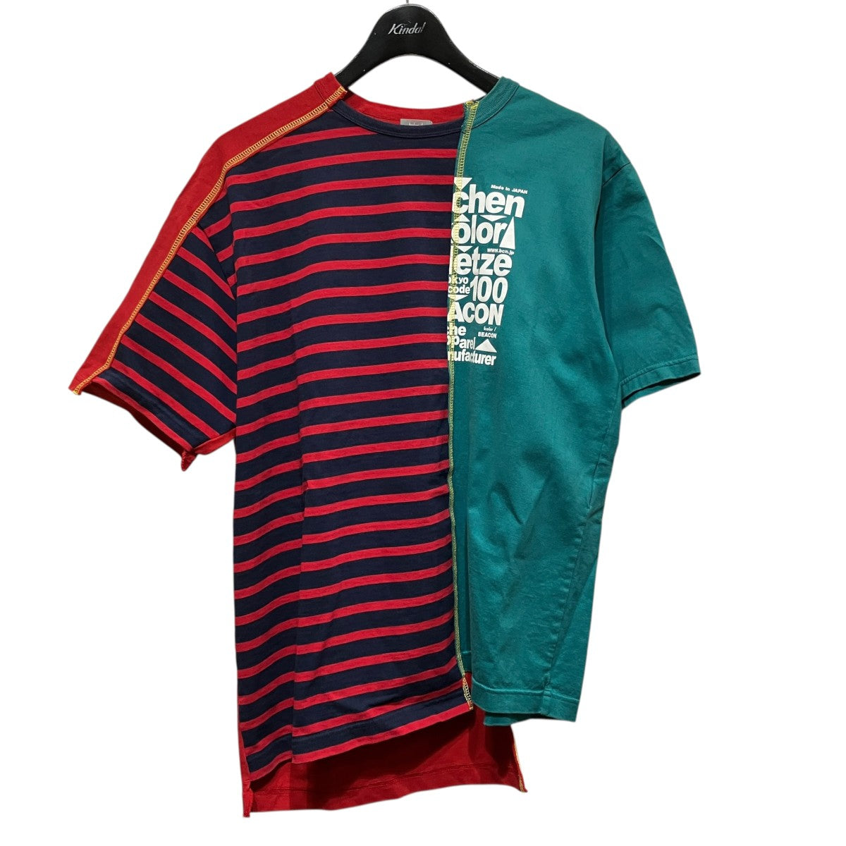 KOLOR(カラー) 切替Tシャツ20SBM-T09234 20SBM-T09234 レッド×グリーン