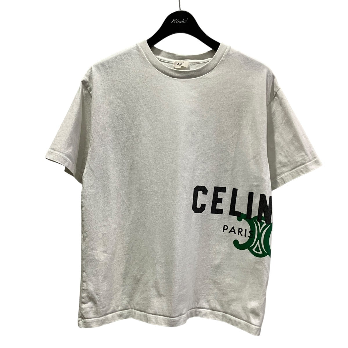 美品　セリーヌ　Tシャツ　ロゴプリント　Lサイズ　ホワイト CELINE(セリーヌ) ロゴプリントTシャツRX0HV1242.GJL3 RX0HV1242.GJL3