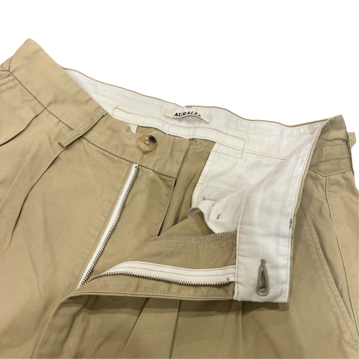 AURALEE WASHED FINX LIGHT CHINO WIDE SHORTSワイドチノショーツA8SP02CN 古着・中古-3枚目のアイテム画像