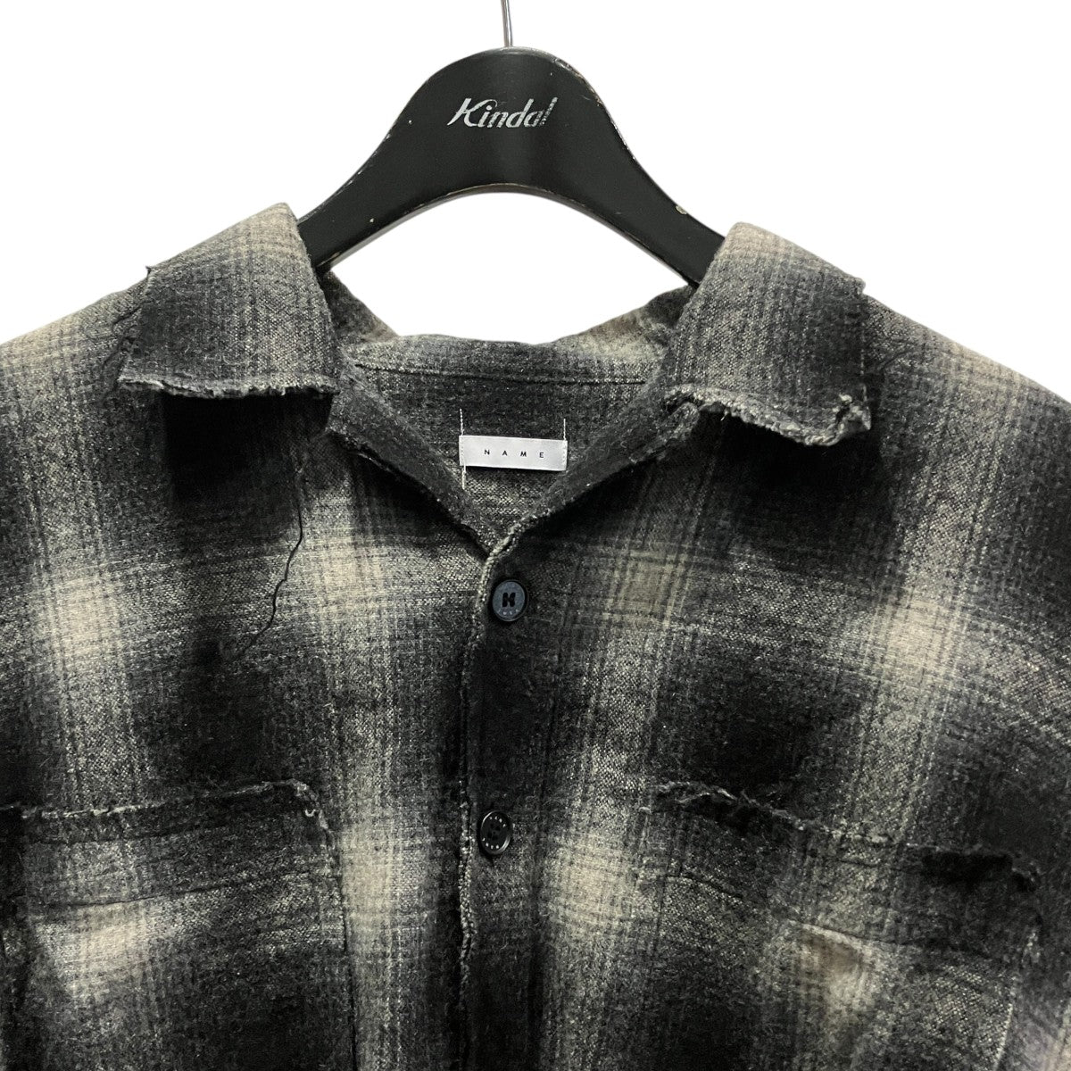 WOOL OMBRE CUT-OFF SHORT SHIRTチェックシャツNMSH-017