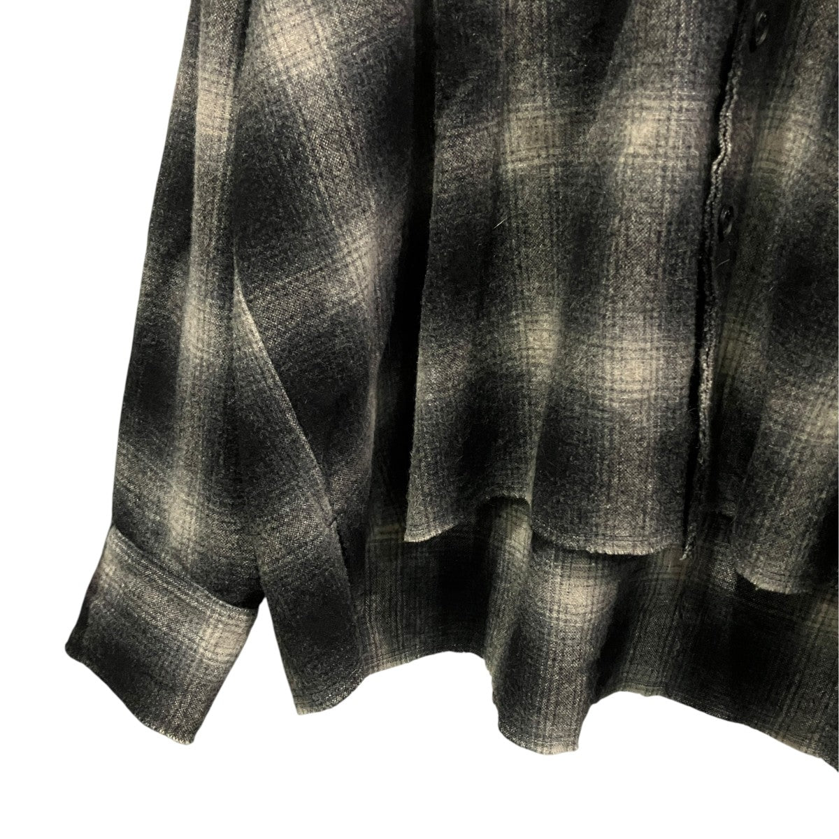 WOOL OMBRE CUT-OFF SHORT SHIRTチェックシャツNMSH-017