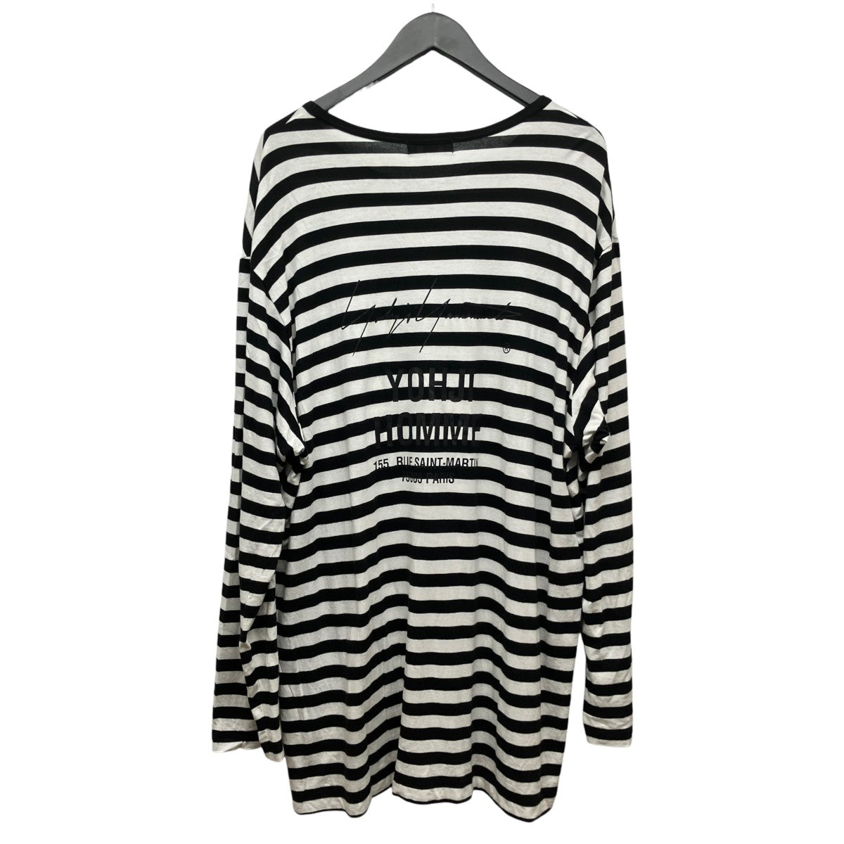 Yohji Yamamoto pour homme バックプリント長袖ボーダーカットソーHW-T15-270 ｽﾀｯﾌTｼｬﾂﾛﾝｸﾞ 古着・中古-2枚目のアイテム画像