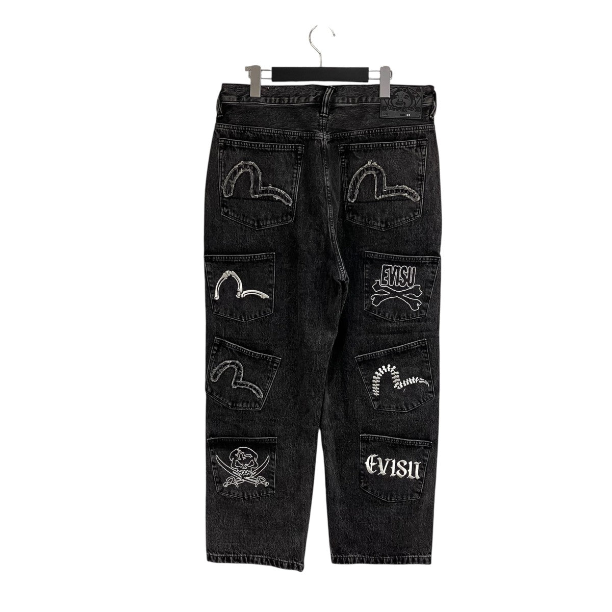 EVISU Skull Multi-Pocket Denim Jeansマルチポケットカモメ刺しゅうデニムパンツ2ESHTM6JE7030FFDN 古着・中古-2枚目のアイテム画像