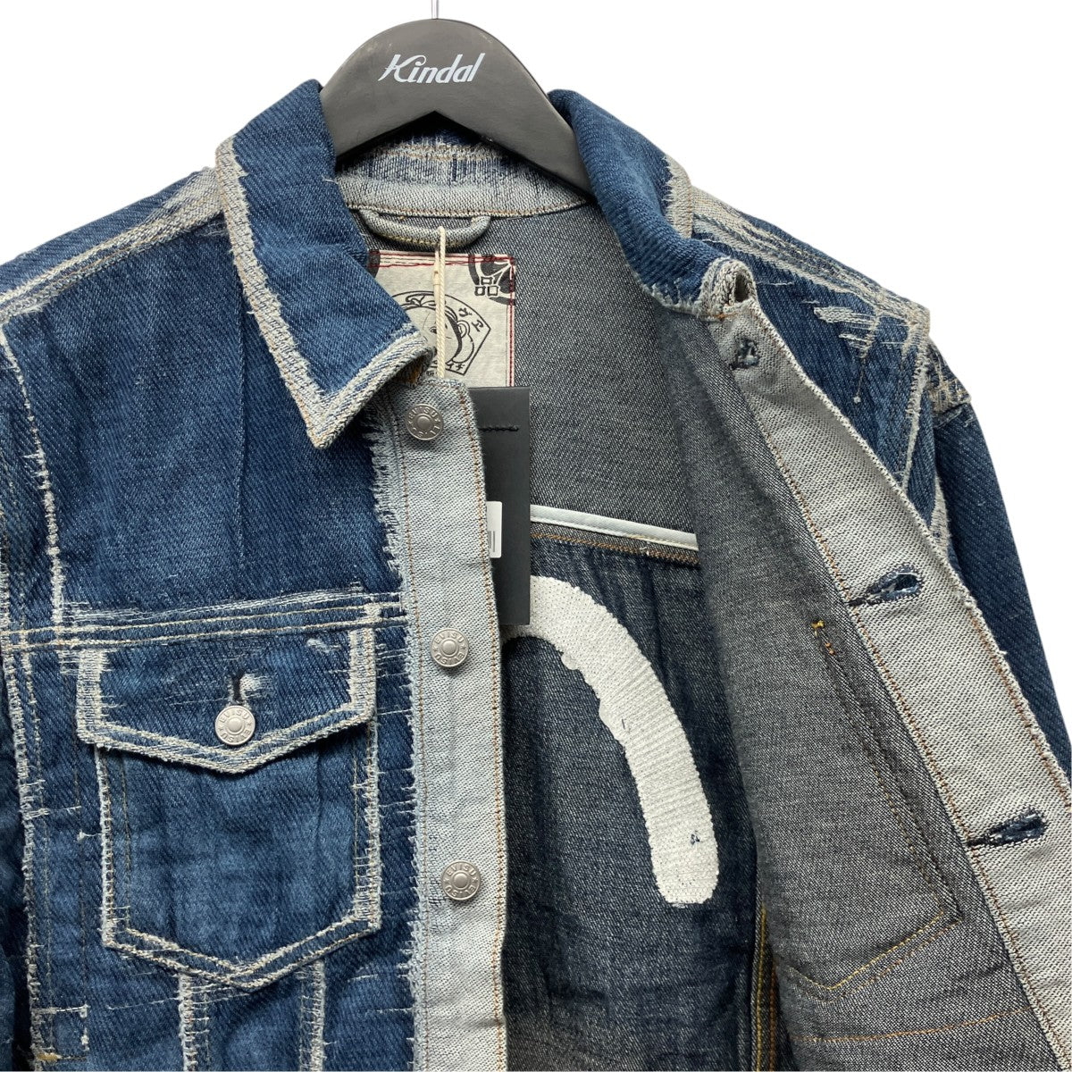 EVISU ﾀﾞﾒｰｼﾞﾛｺﾞ ＆ ｶﾓﾒ刺繍 ﾘﾗｯｸｽﾌｨｯﾄ ﾃﾞﾆﾑｼﾞｬｹｯﾄカモメ刺しゅうグラデーションデニムジャケット2ESHTM5DJ1040RXDN 古着・中古-6枚目のアイテム画像