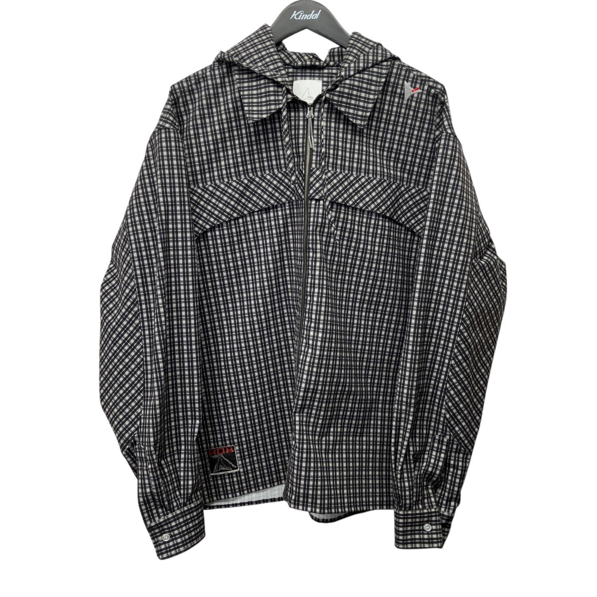 ROA Aair Floweave Printed Check Long Sleeve Hooded Shirtチェックジップパーカー 古着・中古-1枚目のアイテム画像