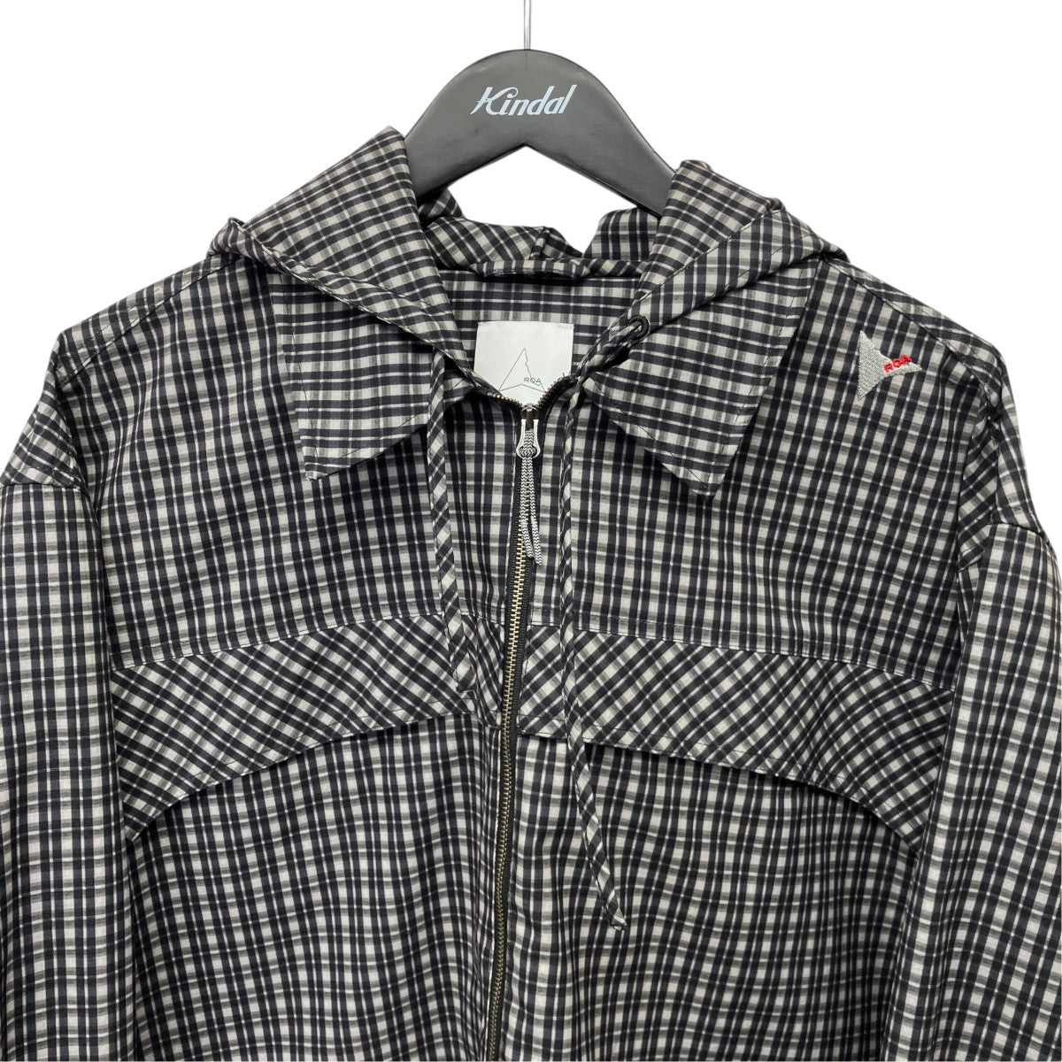 ROA Aair Floweave Printed Check Long Sleeve Hooded Shirtチェックジップパーカー 古着・中古-3枚目のアイテム画像