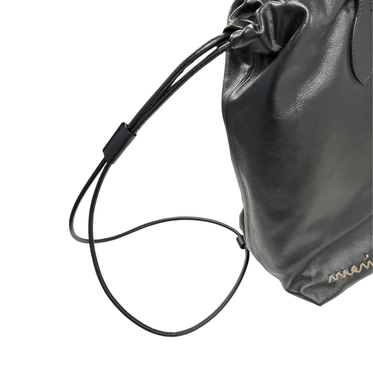 MARNI ﾚｻﾞｰ Scrunchie ﾊﾞｯｸﾊﾟｯｸレザー巾着ナップサックZAMQ0051U0 古着・中古-5枚目のアイテム画像