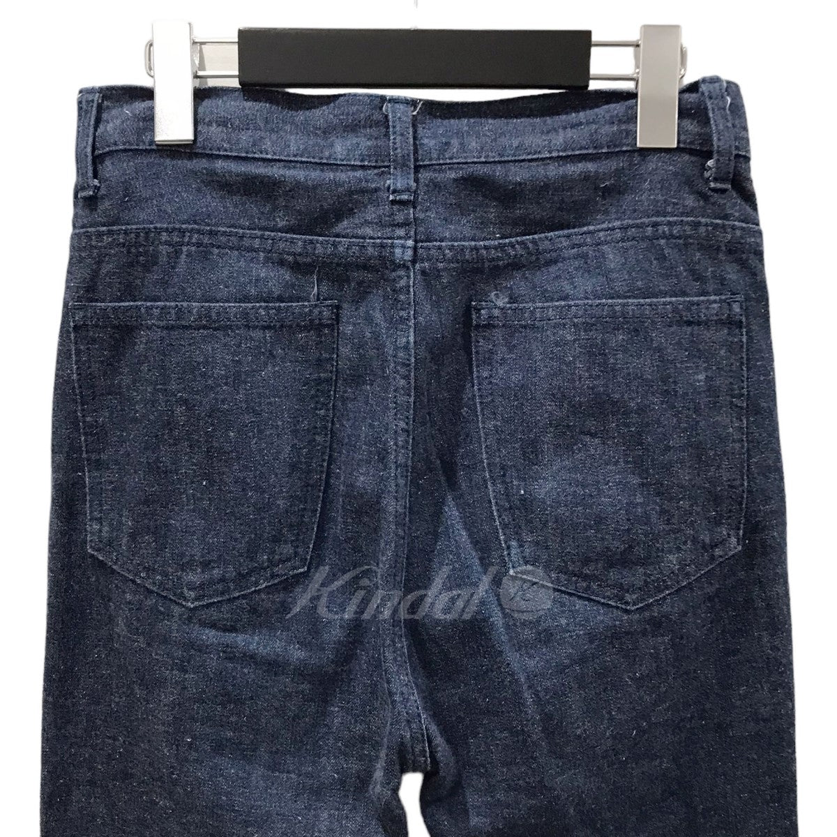 バック裾スリット ハイウエストフレアデニムパンツ